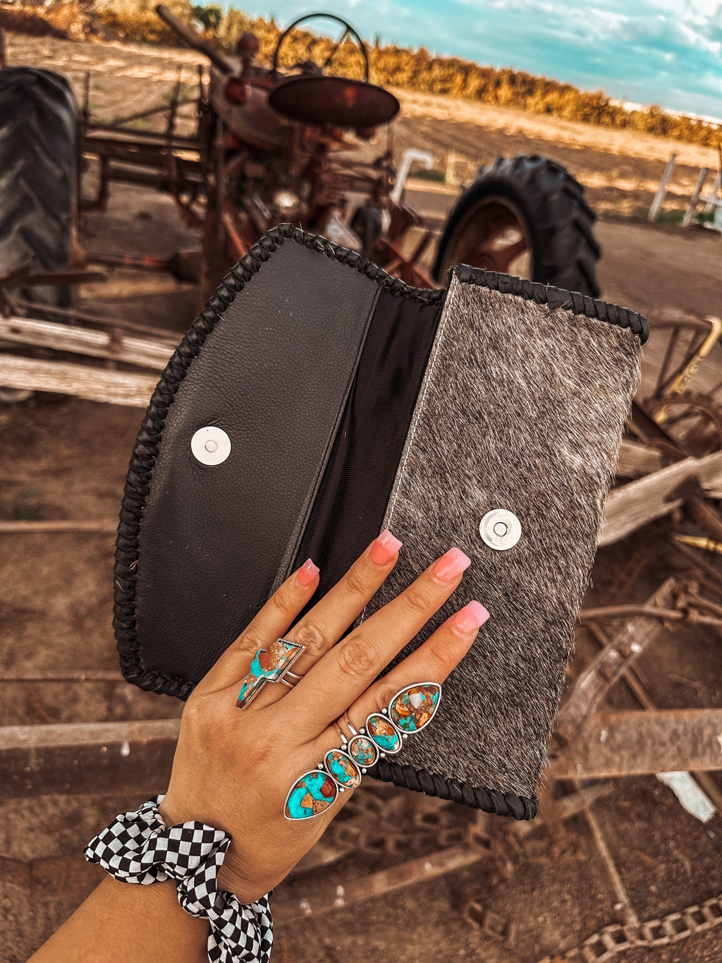 Haute Southern Hyde The Hazy Elva Wallet (Black Leather ) a Haute Southern Hyde by Beth Marie Exclusive — detail close-up