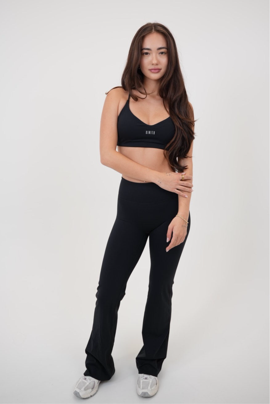 KIMITH BRAND I Live in Luxury Black Flare Pant — detail close-up