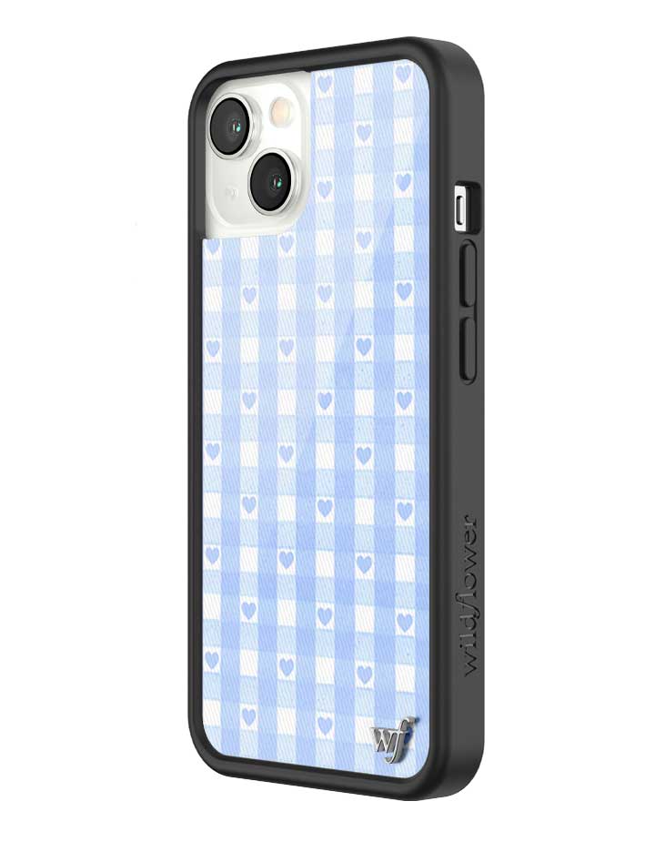 Gingham Hearts | Blue iPhone Case