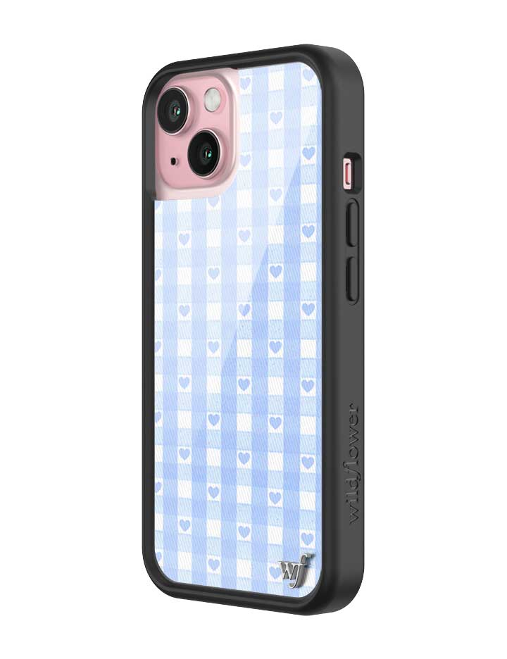 Gingham Hearts | Blue iPhone Case