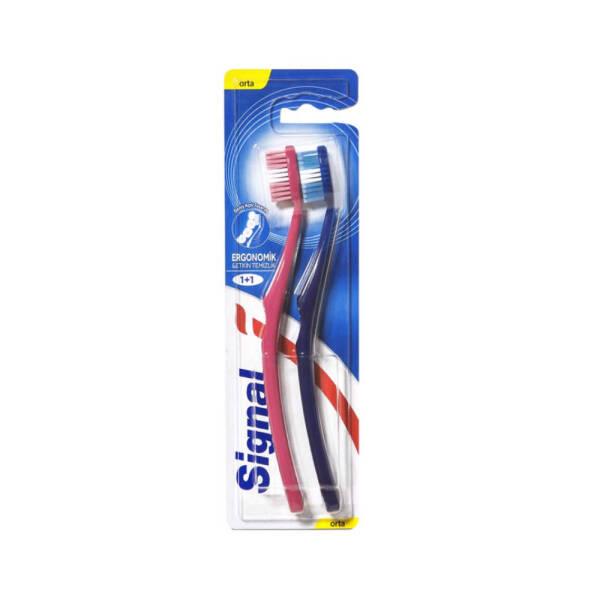 Signal Ergonomic Toothbrush Medium - Buy One Get One Free, Comfortable Grip for Effective Oral Hygiene