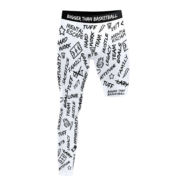 Bigger Than Basketball Emotions - Single-Leg Compression Tights - Right - White — main product shot