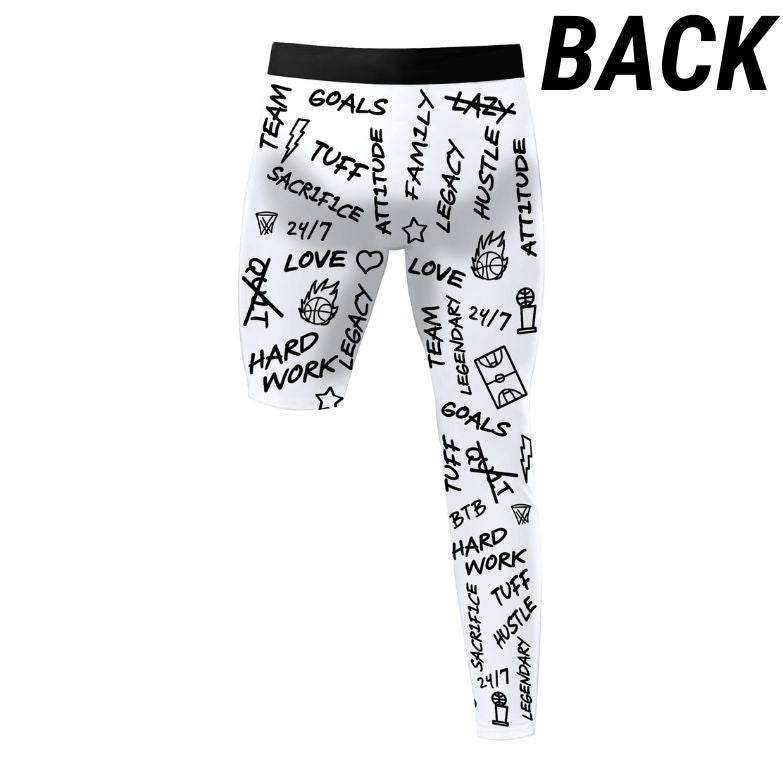 Bigger Than Basketball Emotions - Single-Leg Compression Tights - Right - White — lifestyle worn / used context
