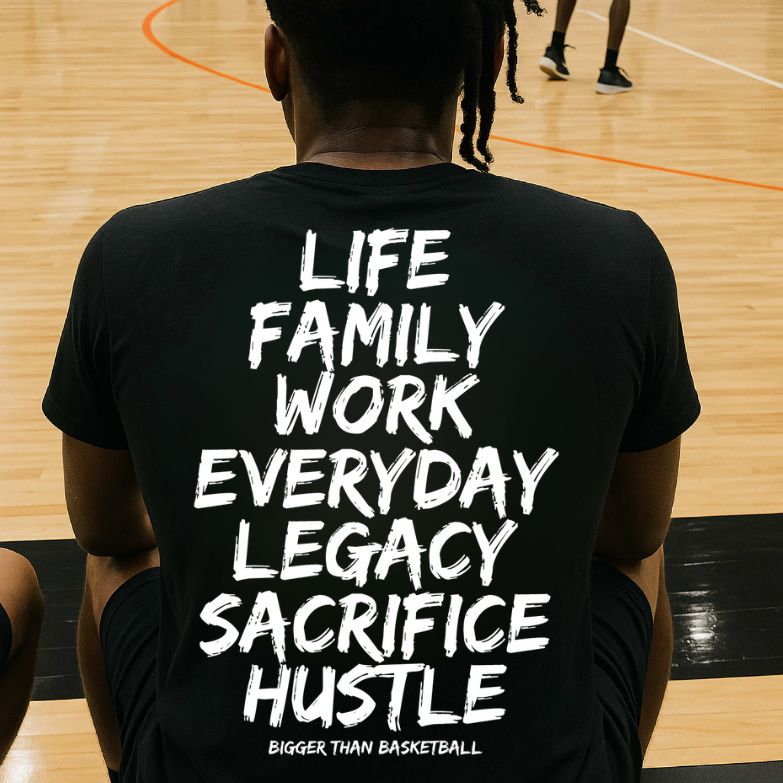 Bigger Than Basketball Basketball is Life - T-Shirt - Black — lifestyle worn / used context