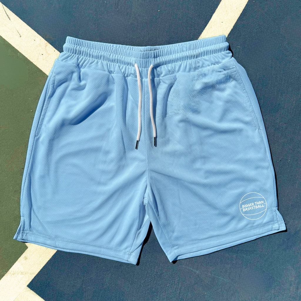 Bigger Than Basketball Everyday - Shorts - Light Blue — Blue detail