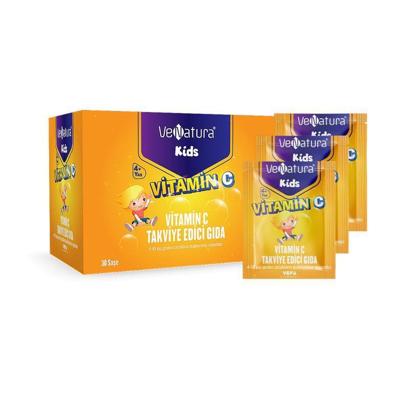 VeNatura Kids Vitamin C Supplement - 500mg, 30 Sachets for Immune Support