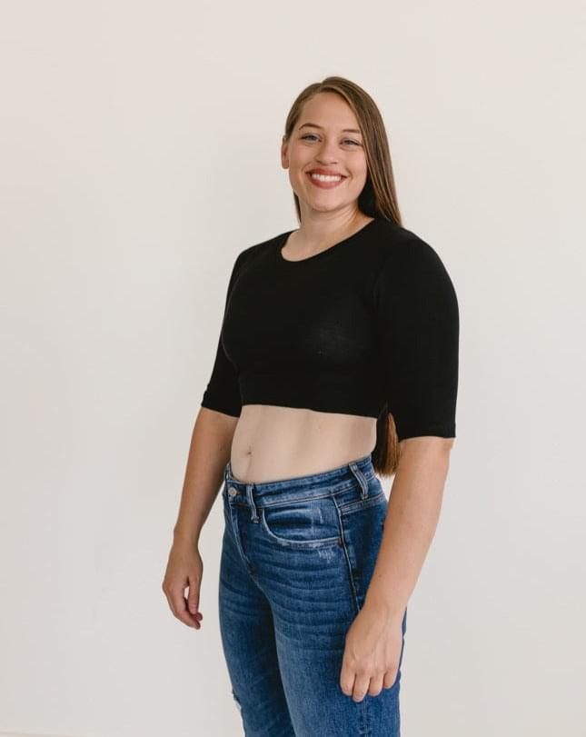 HALFTEE Layering Fashions Crew Neck Elbow Sleeve Halftee — detail shot 6