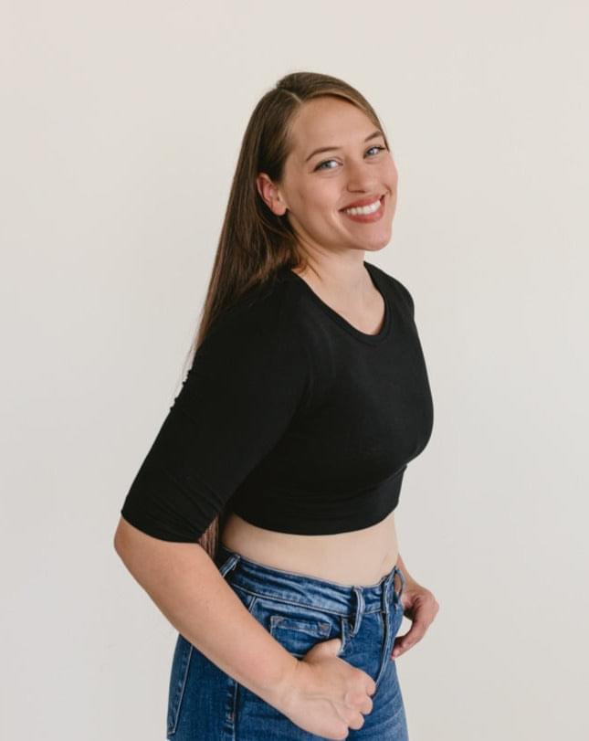 HALFTEE Layering Fashions Crew Neck Elbow Sleeve Halftee — detail shot 8