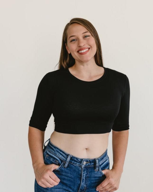 HALFTEE Layering Fashions Crew Neck Elbow Sleeve Halftee — detail shot 7
