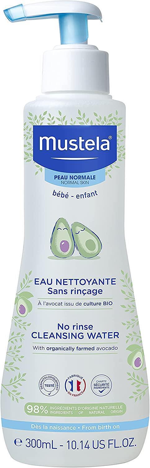 Mustela No-Rinse Baby Cleansing Water, 10.14 fl oz - Gentle, Natural, Vegan Formula for Sensitive Skin