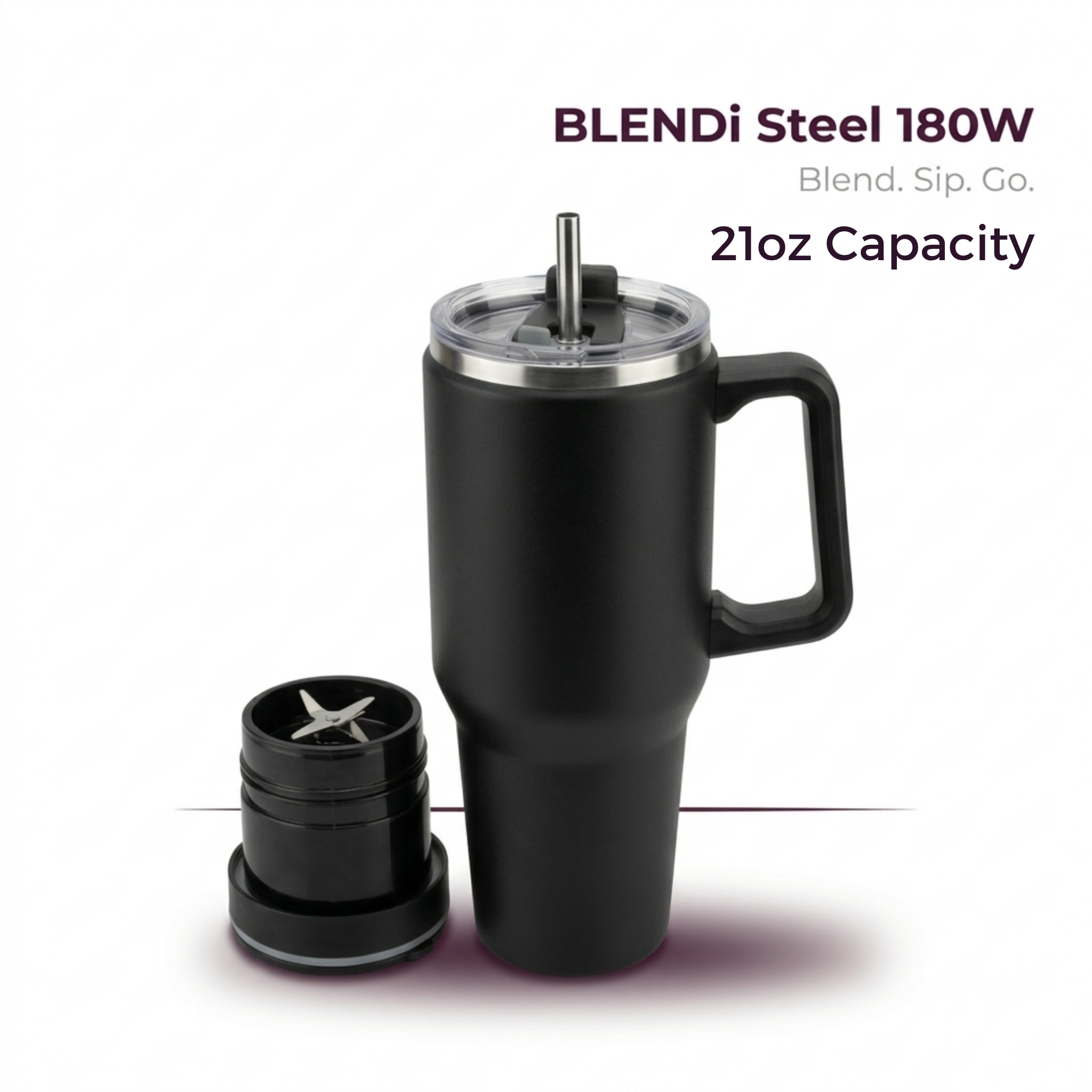 Steel (21oz) 180W Insulated Portable Blender (NEW) – BLENDi, view 3