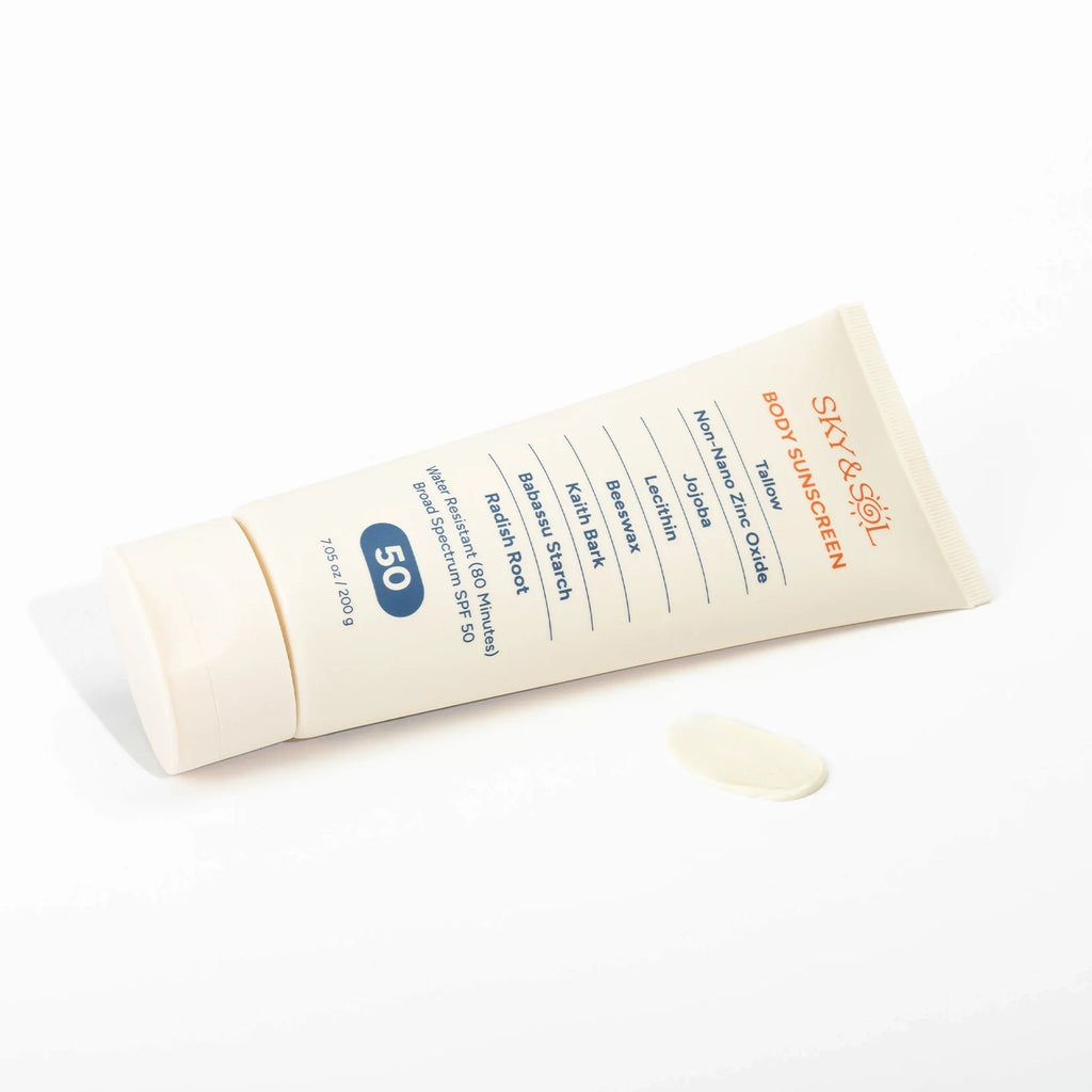 Sky and Sol XL Body Sunscreen SPF 50 (7.05 oz) — applied to skin texture demo