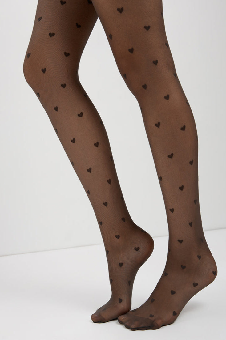 TheRanok.com Fantasy Tights Conte Bonheur - Hearts Pattern — fabric or material detail