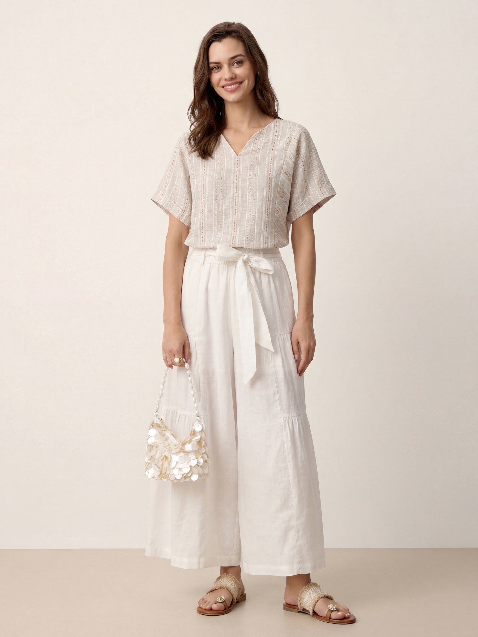 LINTICO Linen Split-Neck Drop-Shoulder Top KIERA — detail shot 10