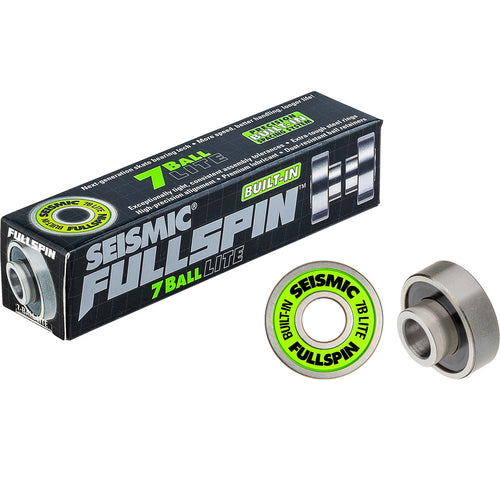 Seismic Fullspin 7-Ball LITE Built-In Bearings 8mm - Green (Set of 8) by Skates USA