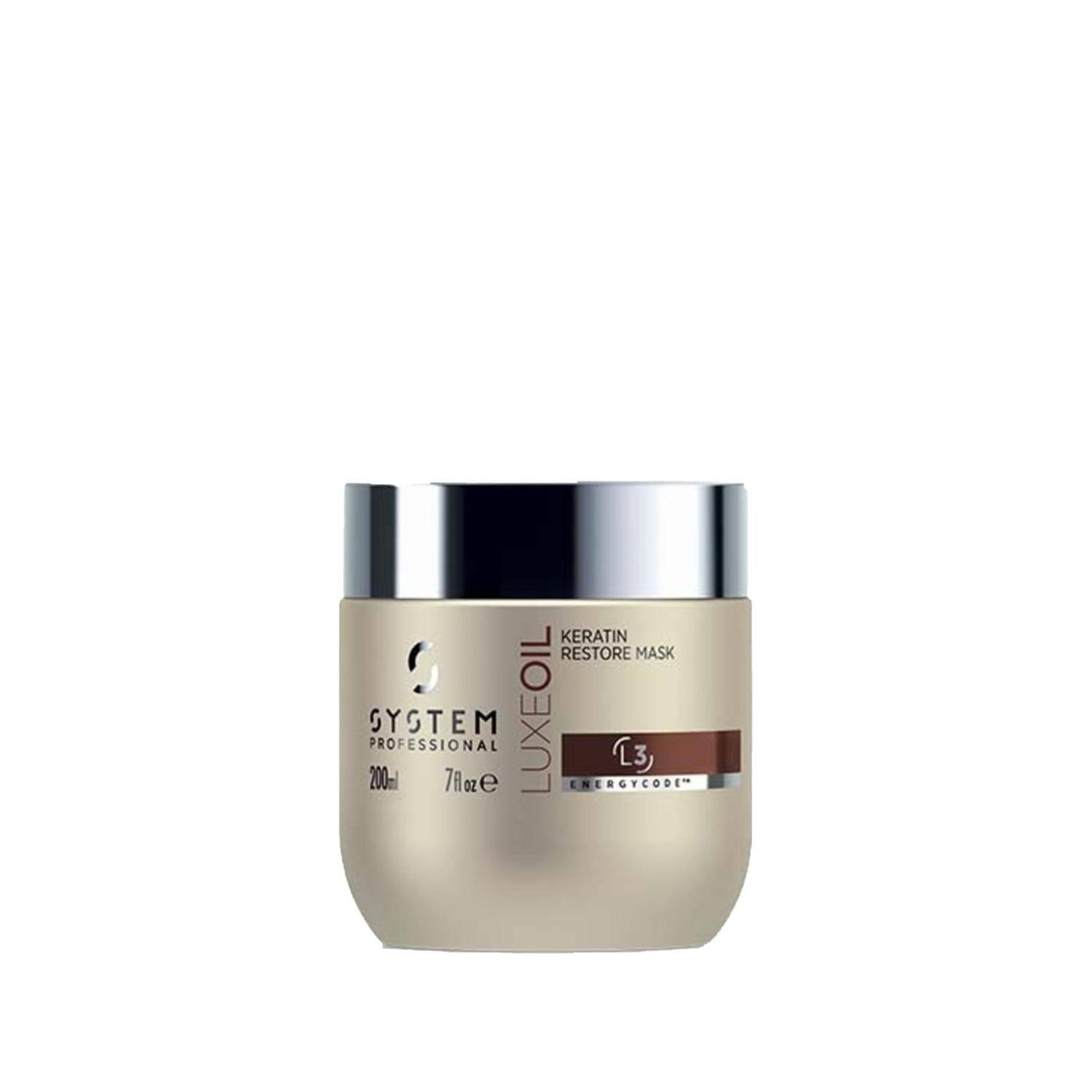 Wella System Professional Luxe Oil Keratin Restore Hair Mask - Nourishing Keratin Treatment for Damaged Hair, 6.76 fl oz