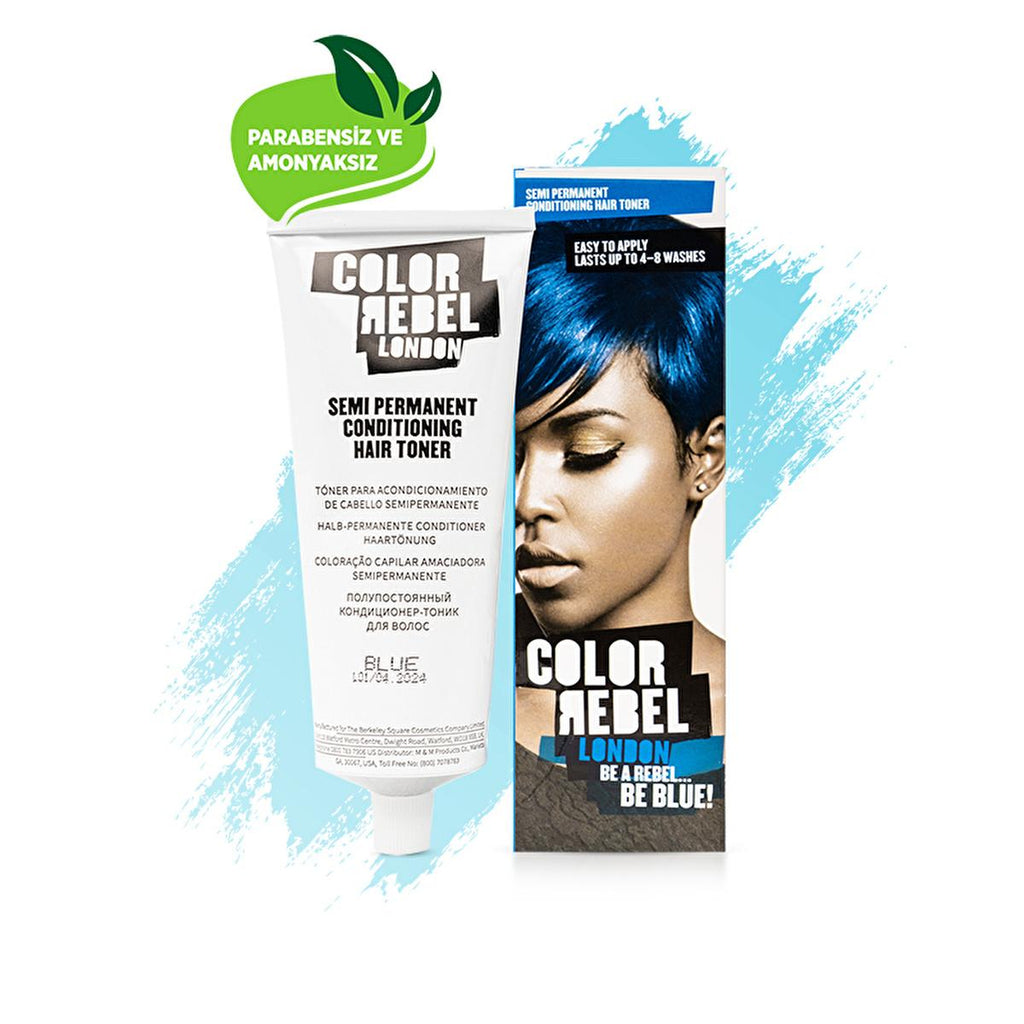 Color Rebel London Semi-Permanent Hair Dye - Paraben-Free, Ammonia-Free, Cruelty-Free Mavi 100 ml