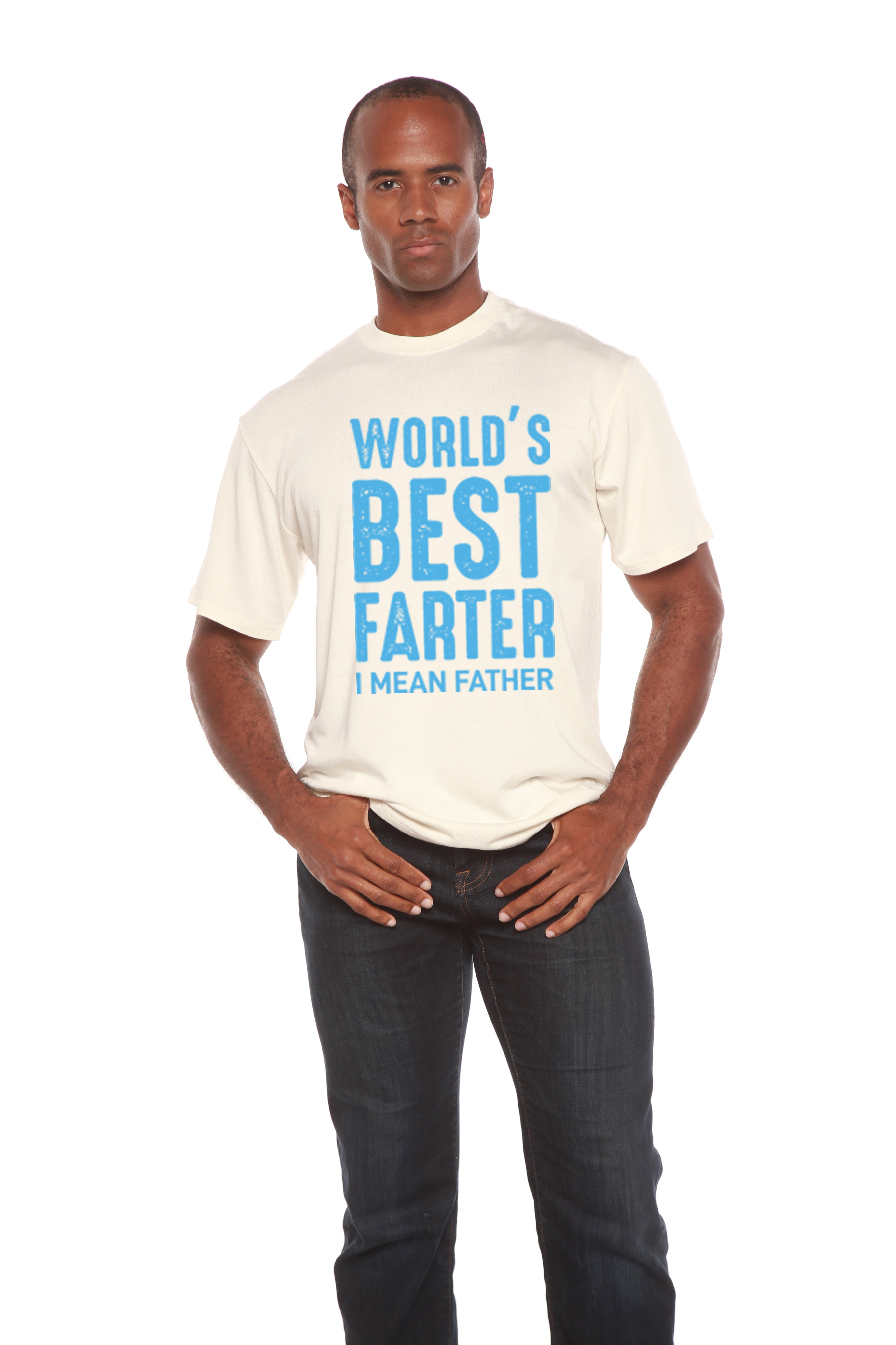 Spun Bamboo World's Best Farter Men's Bamboo Viscose/Organic Cotton Short Sleeve Graphic T-Shirt — back view