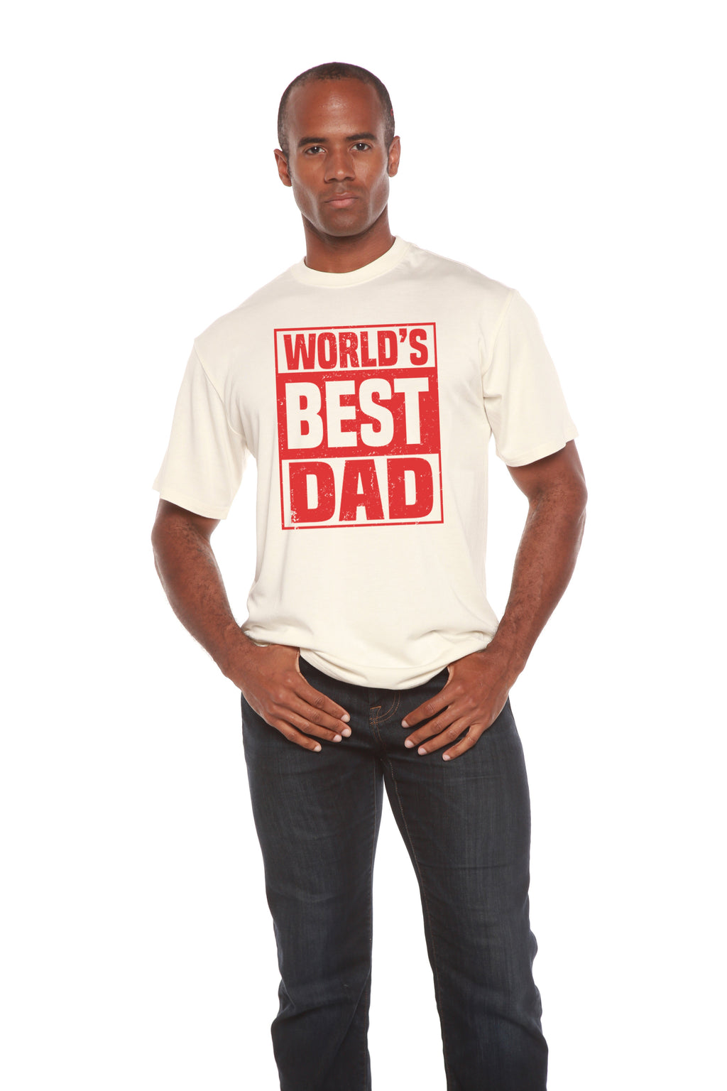 Spun Bamboo World's Best Dad Men's Bamboo Viscose/Organic Cotton Short Sleeve Graphic T-Shirt — alternative angle