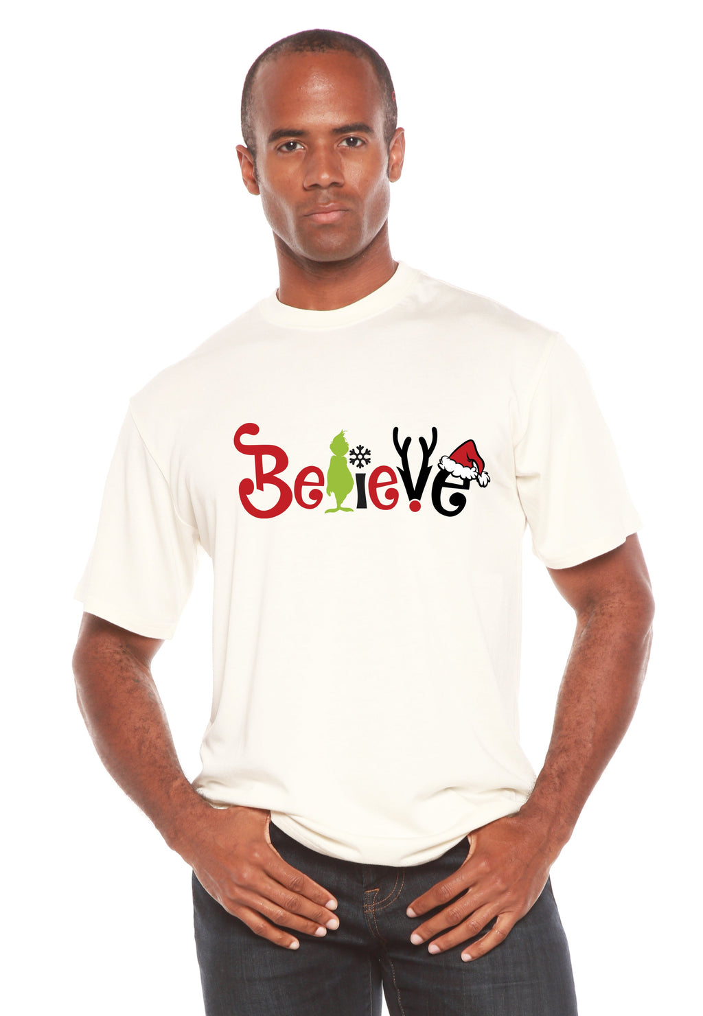 Spun Bamboo Believe Christmas Printed Men's Bamboo T-Shirt — main product shot