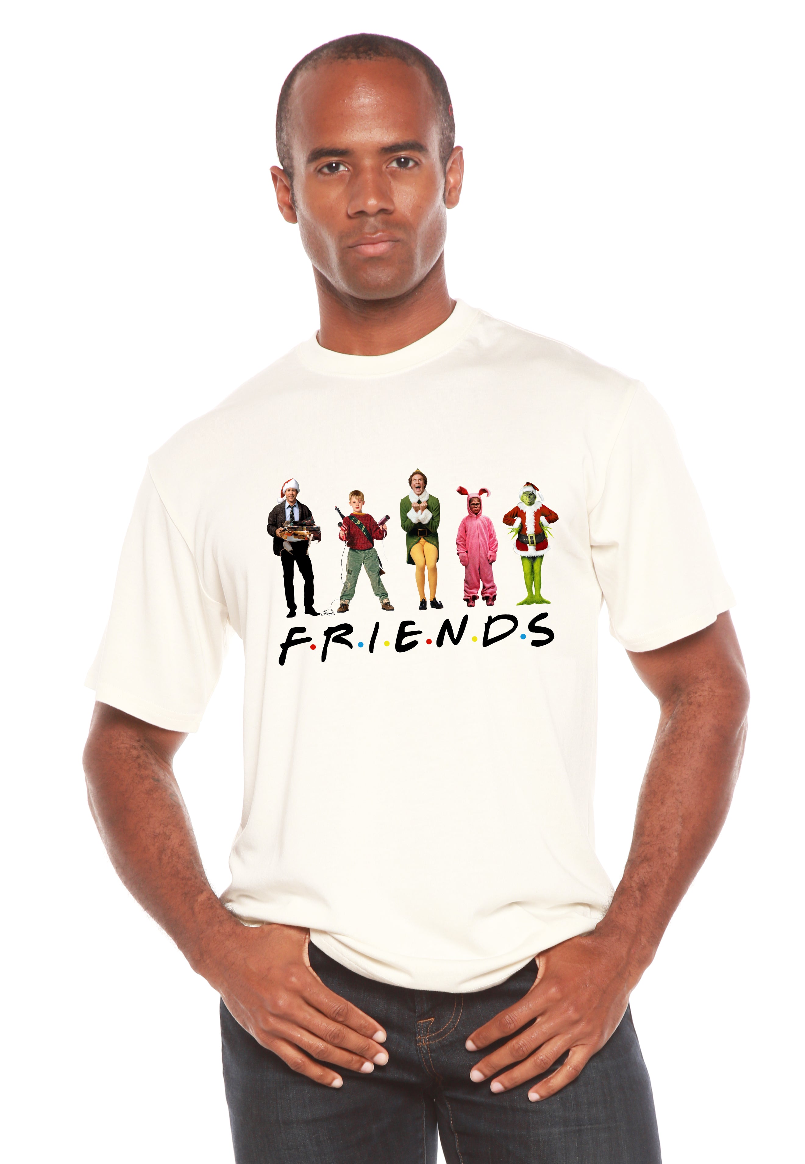 Spun Bamboo Funny Christmas Movies Printed Men's Bamboo T-Shirt — detail close-up