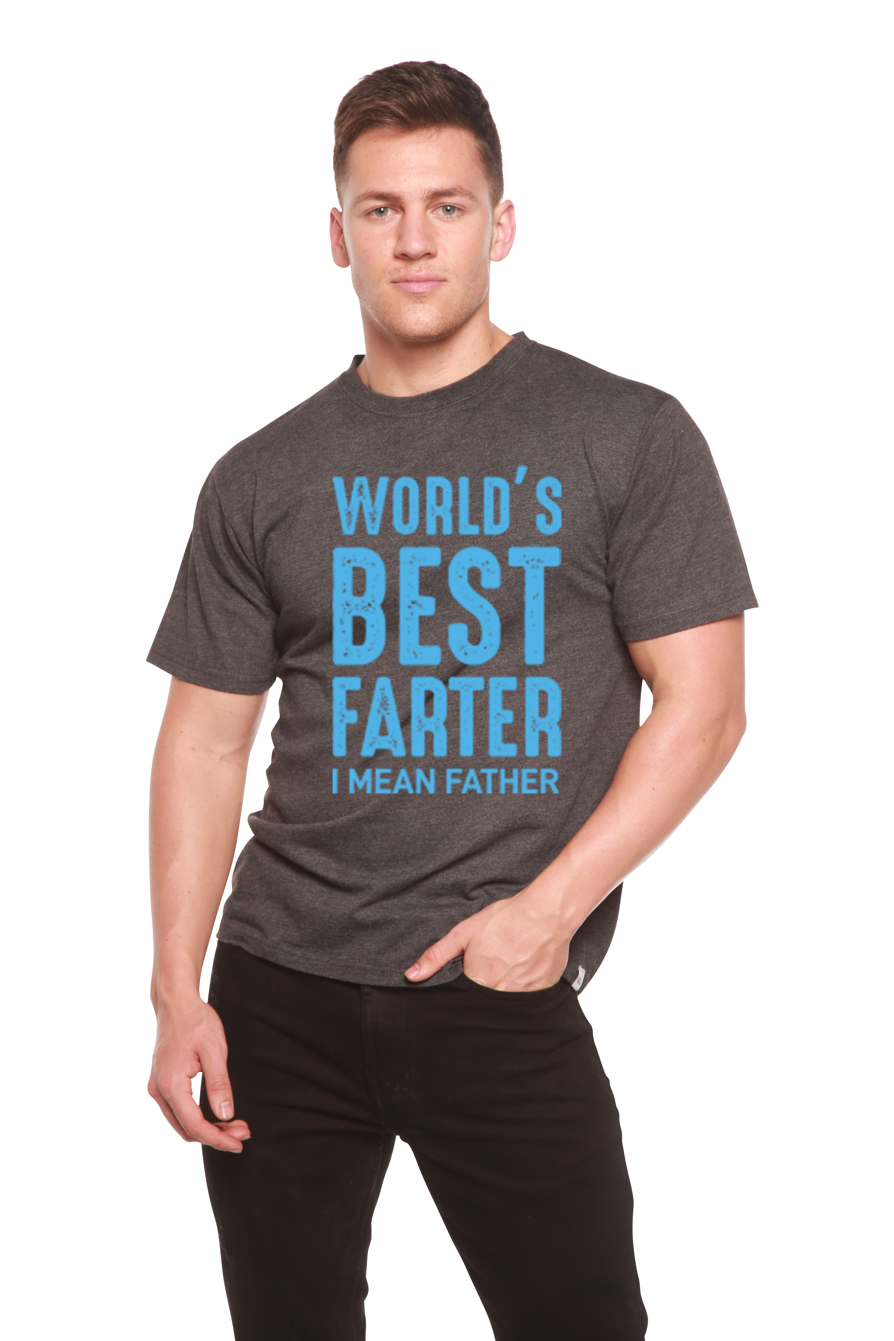 Spun Bamboo World's Best Farter Men's Bamboo Viscose/Organic Cotton Short Sleeve Graphic T-Shirt — detail close-up