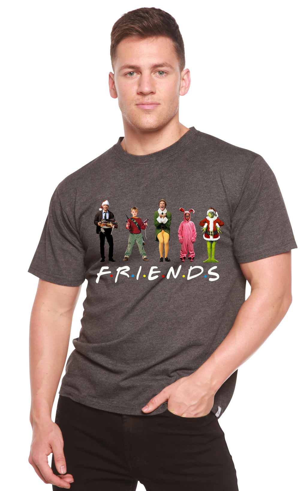 Spun Bamboo Funny Christmas Movies Printed Men's Bamboo T-Shirt — back view