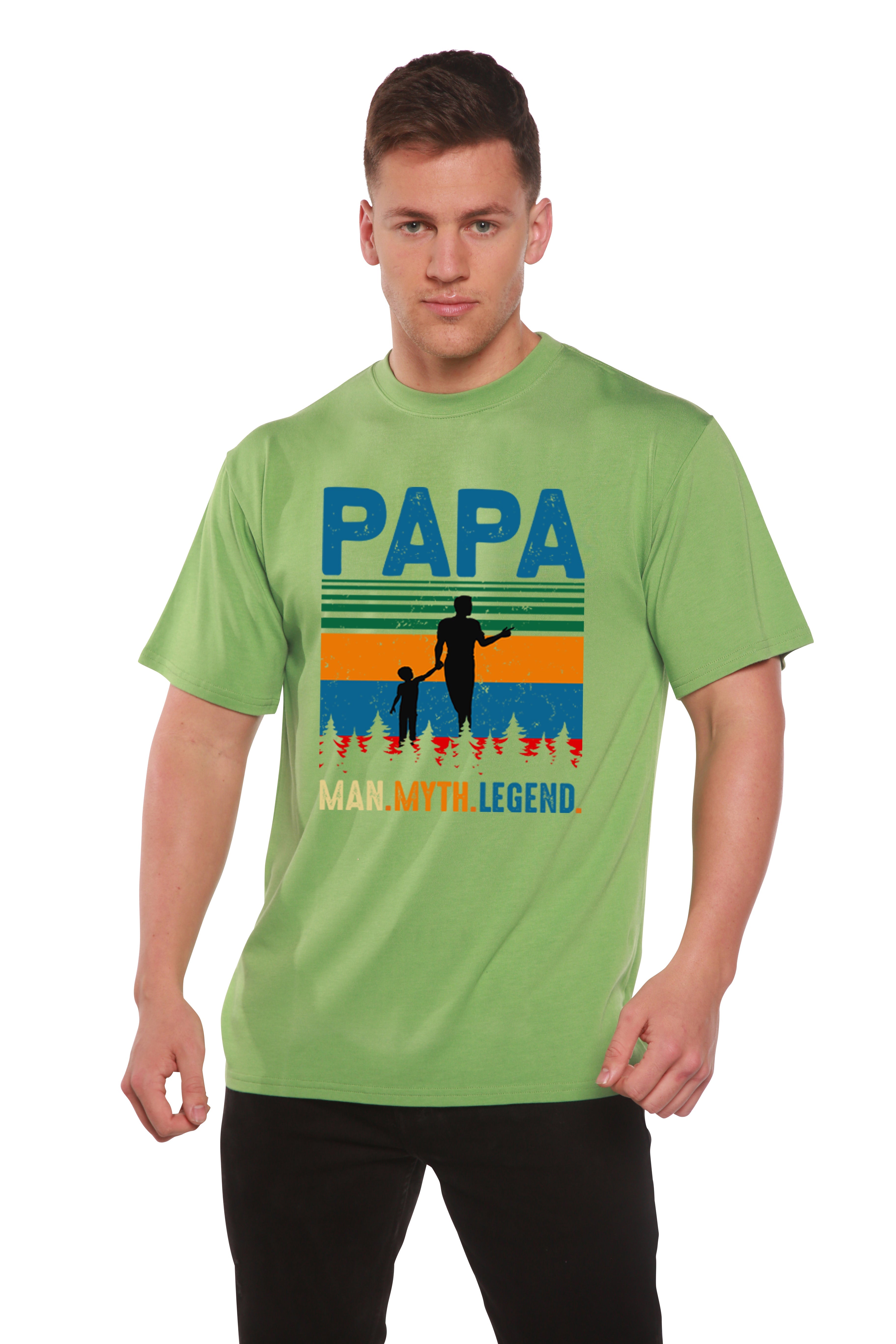 Spun Bamboo Papa Man, Myth, Legend Men's Bamboo Viscose/Organic Cotton Short Sleeve Graphic T-Shirt — back view