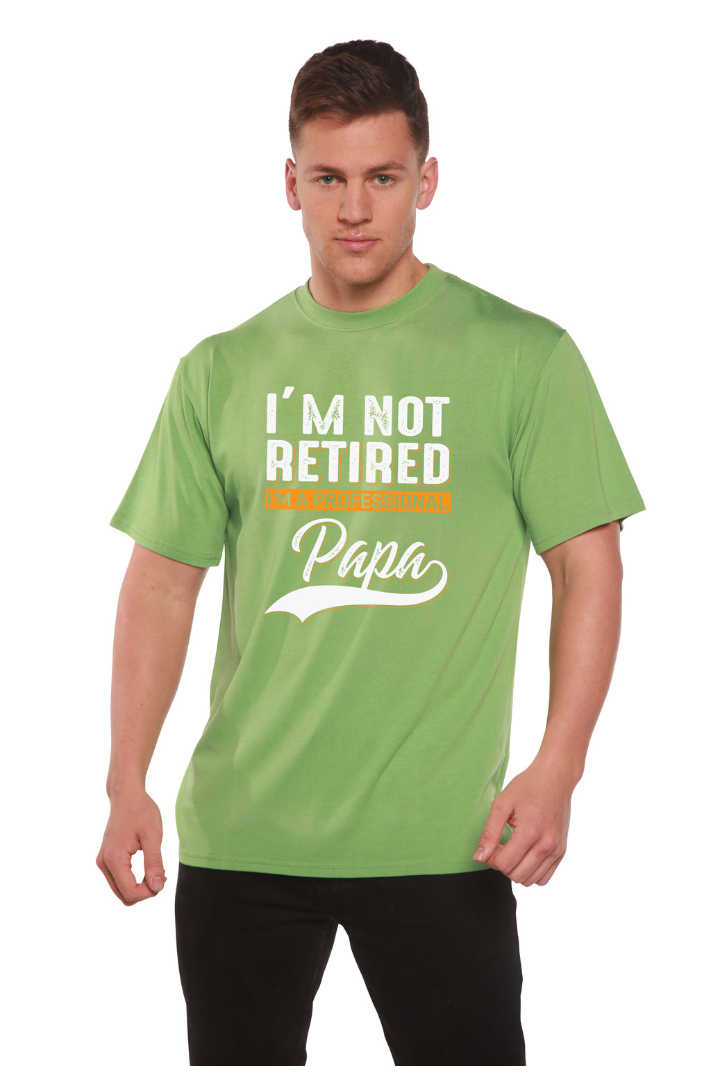 Spun Bamboo I'm not Retired Men's Bamboo Viscose/Organic Cotton Short Sleeve Graphic T-Shirt — back view