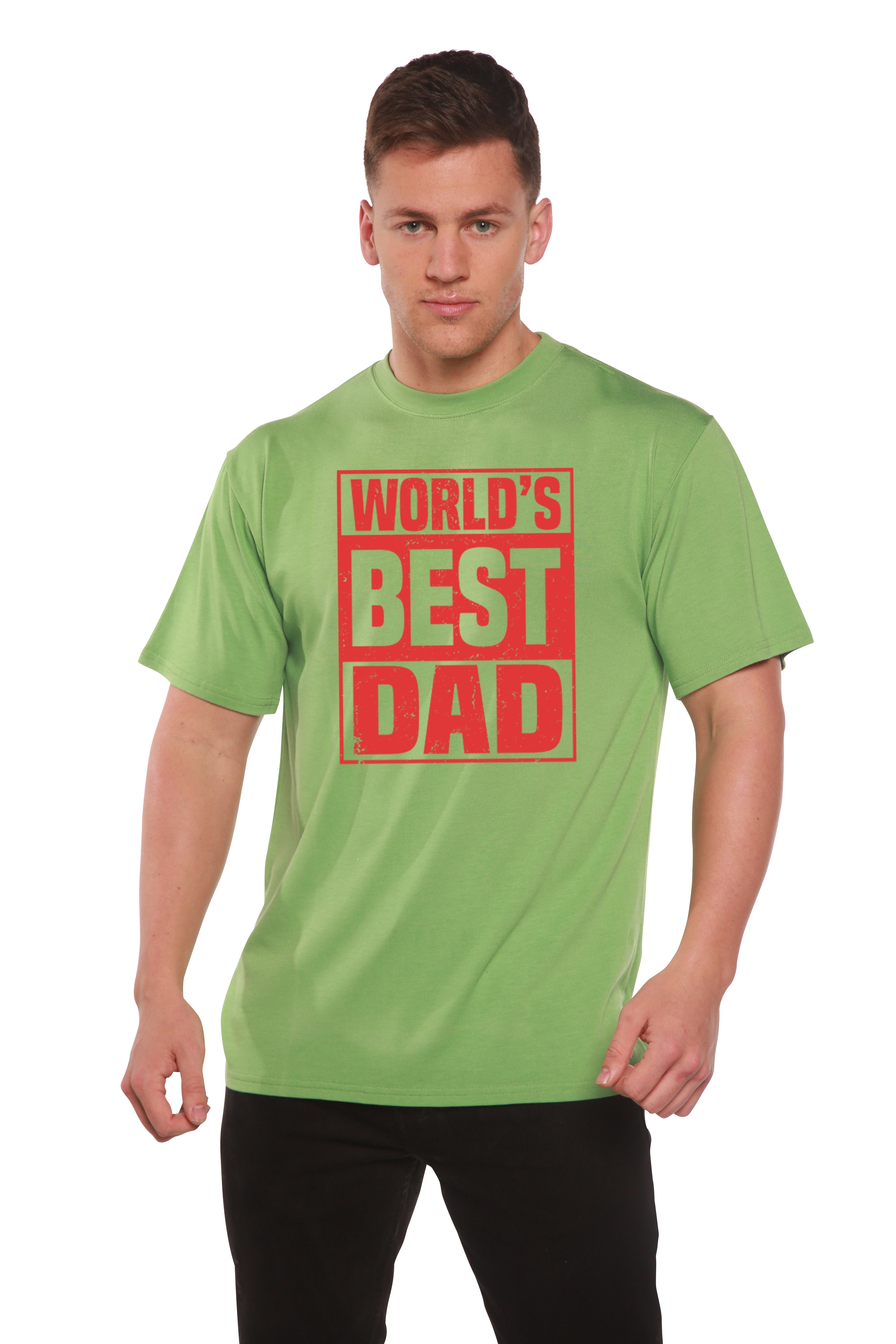 Spun Bamboo World's Best Dad Men's Bamboo Viscose/Organic Cotton Short Sleeve Graphic T-Shirt — in-use photo