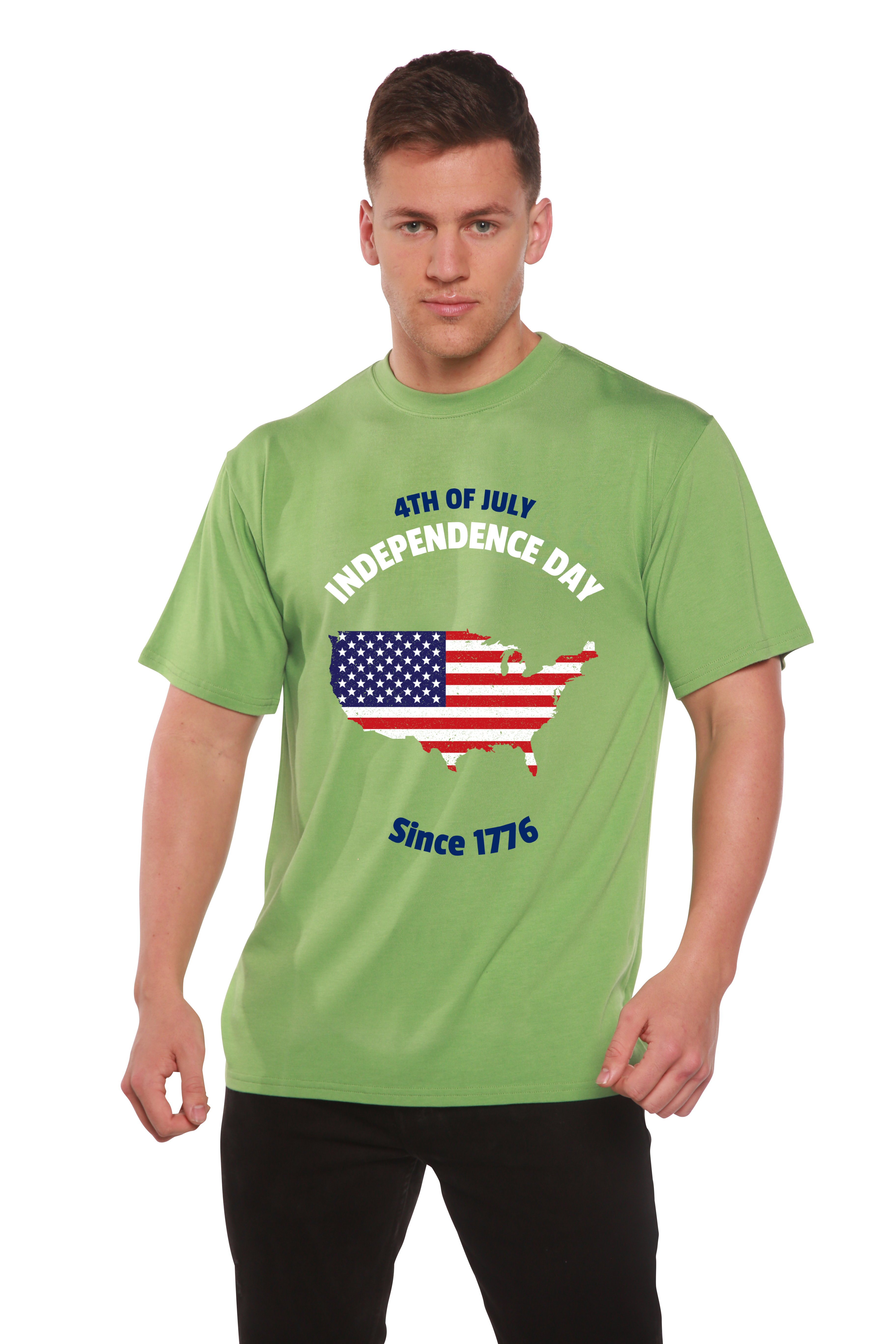 Spun Bamboo 4th of July Men's Bamboo Viscose/Organic Cotton Short Sleeve Graphic T-Shirt — lifestyle context