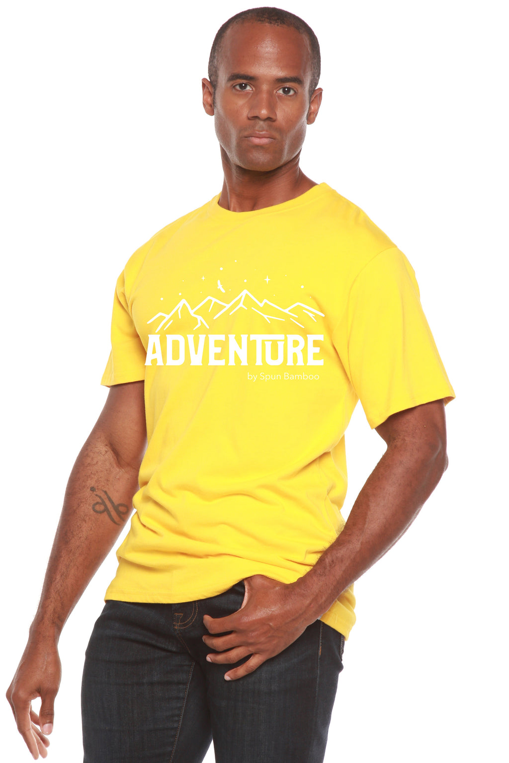 Spun Bamboo Adventure Printed Men's Bamboo Viscose/Organic Cotton Short Sleeve T-Shirt — back view