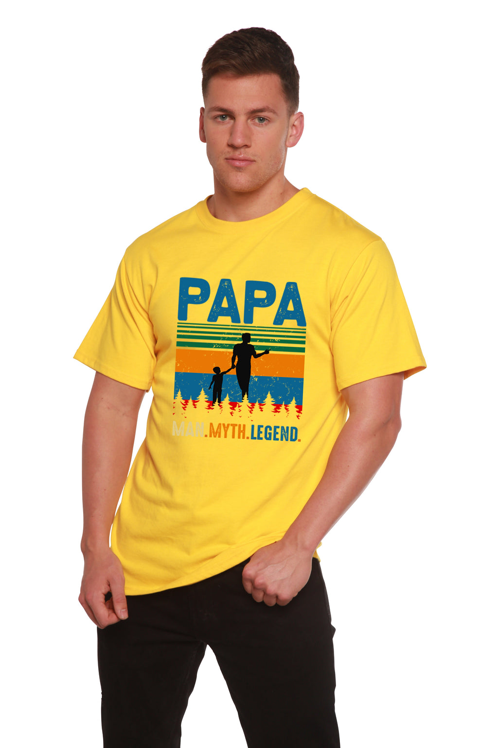 Spun Bamboo Papa Man, Myth, Legend Men's Bamboo Viscose/Organic Cotton Short Sleeve Graphic T-Shirt — alternative angle