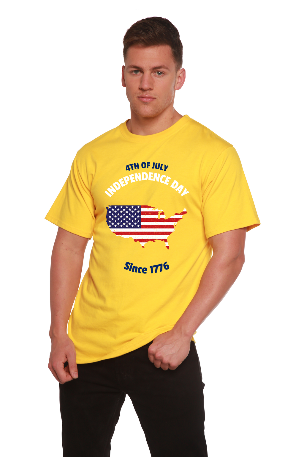Spun Bamboo 4th of July Men's Bamboo Viscose/Organic Cotton Short Sleeve Graphic T-Shirt — side view