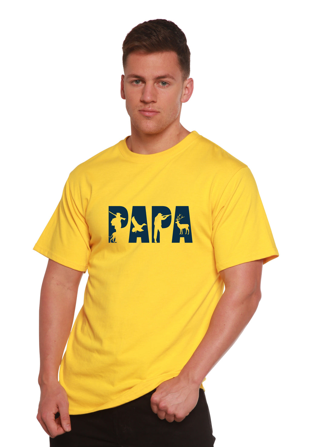Spun Bamboo PAPA Men's Bamboo Viscose/Organic Cotton Short Sleeve Graphic T-Shirt — side view