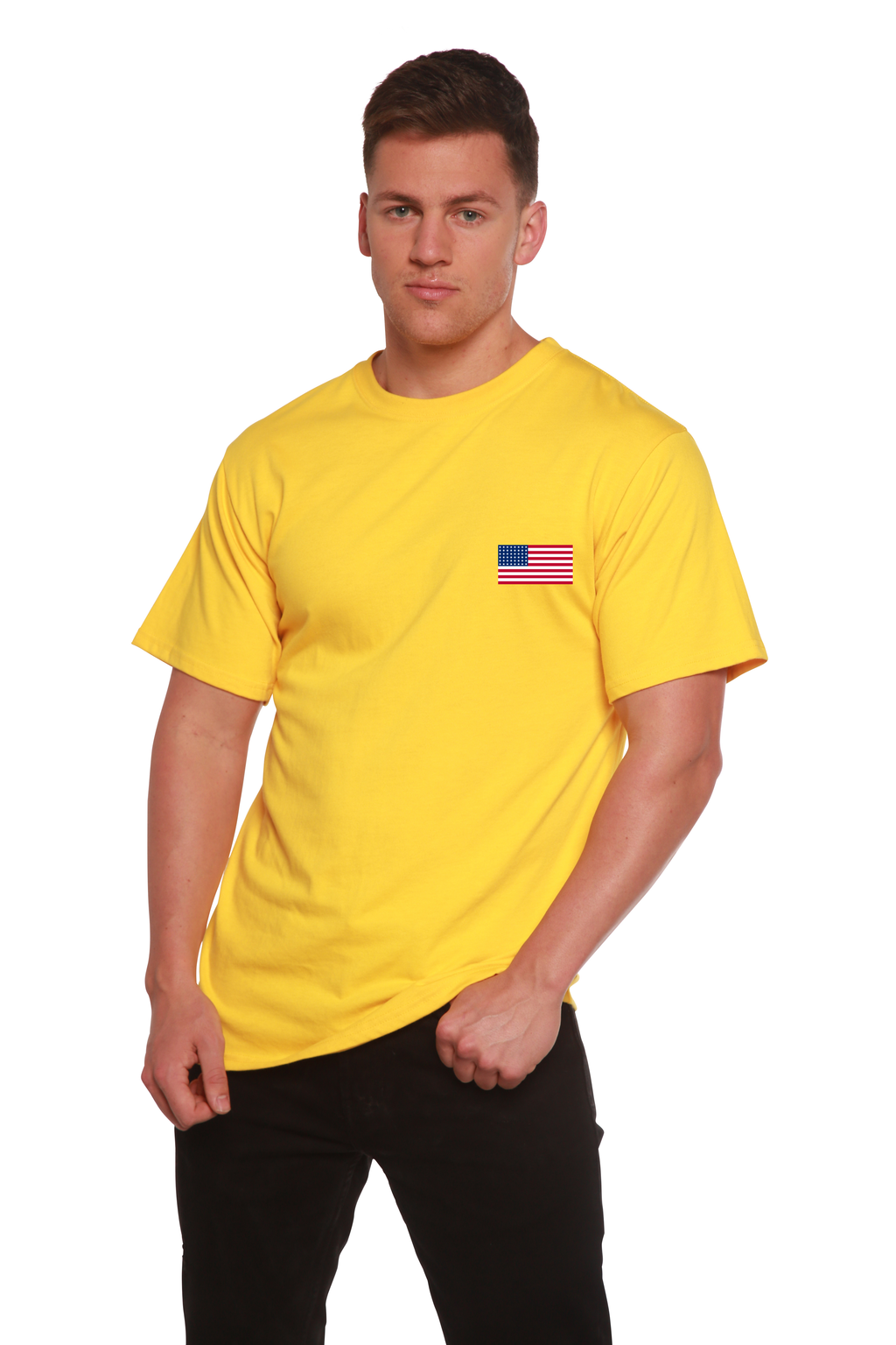 Spun Bamboo American Flag Men's Bamboo Viscose/Organic Cotton Short Sleeve Graphic T-Shirt — alternative angle