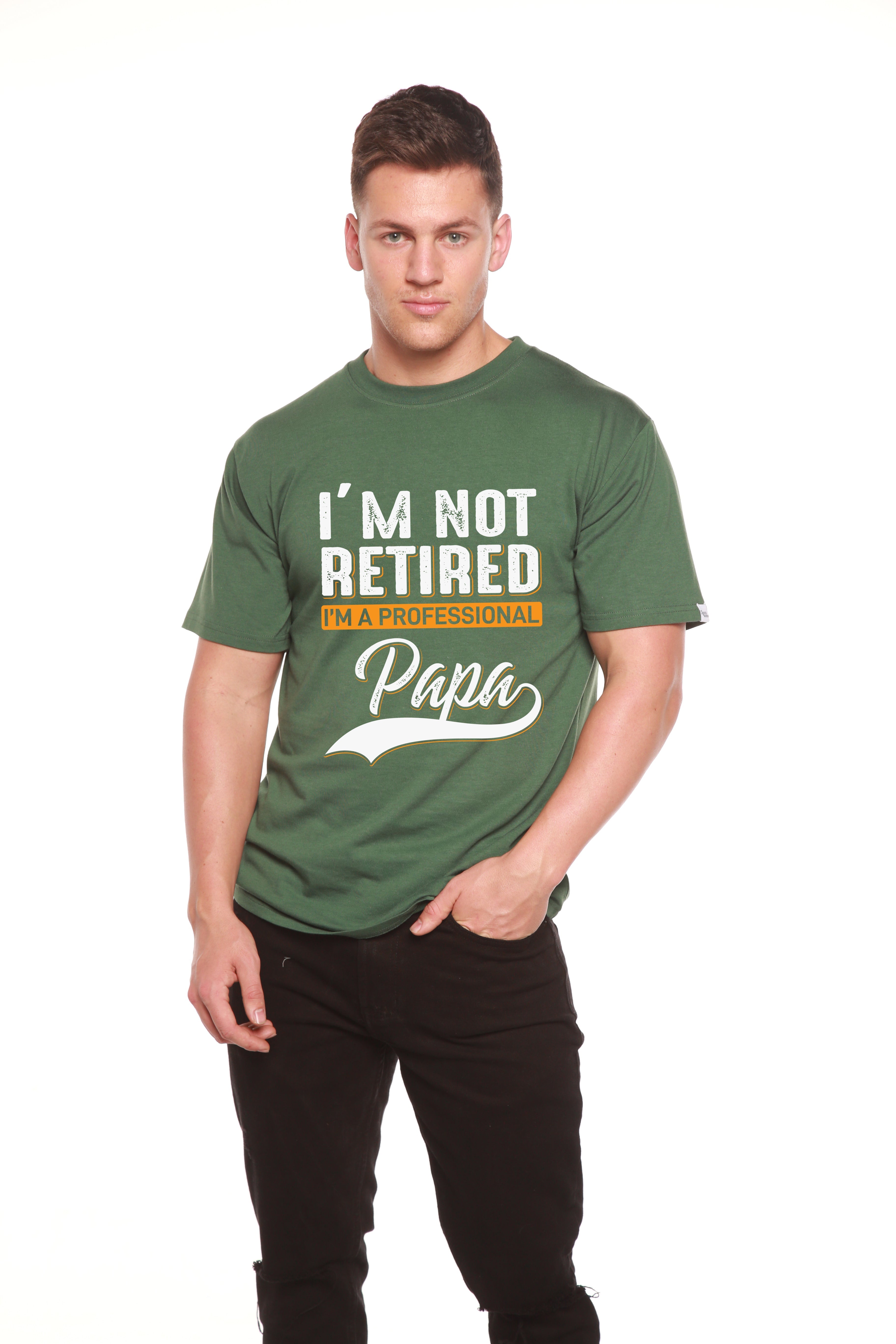 Spun Bamboo I'm not Retired Men's Bamboo Viscose/Organic Cotton Short Sleeve Graphic T-Shirt — color detail