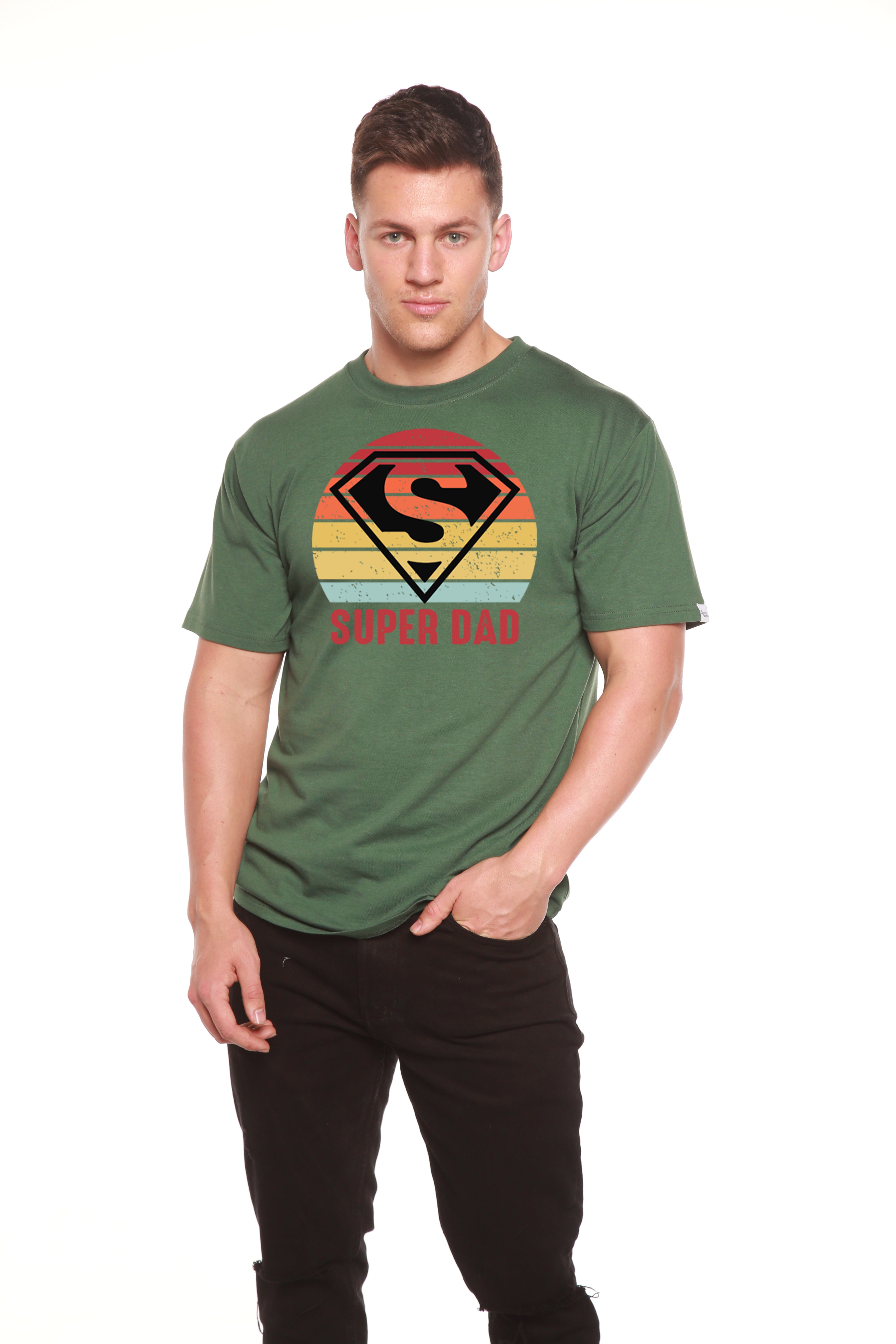 Spun Bamboo Super Dad Men's Bamboo Viscose/Organic Cotton Short Sleeve Graphic T-Shirt — comparison shot