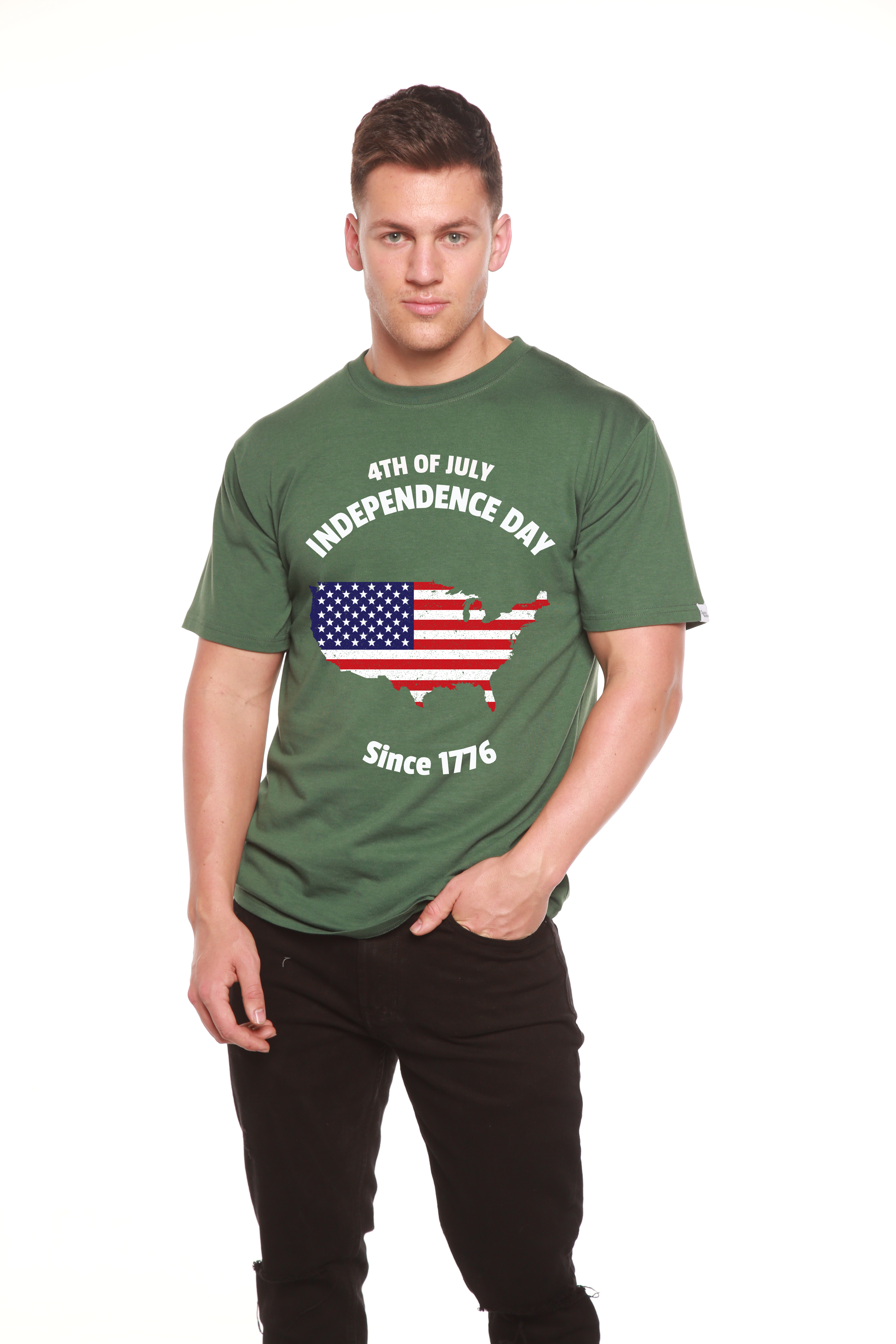 Spun Bamboo 4th of July Men's Bamboo Viscose/Organic Cotton Short Sleeve Graphic T-Shirt — color detail