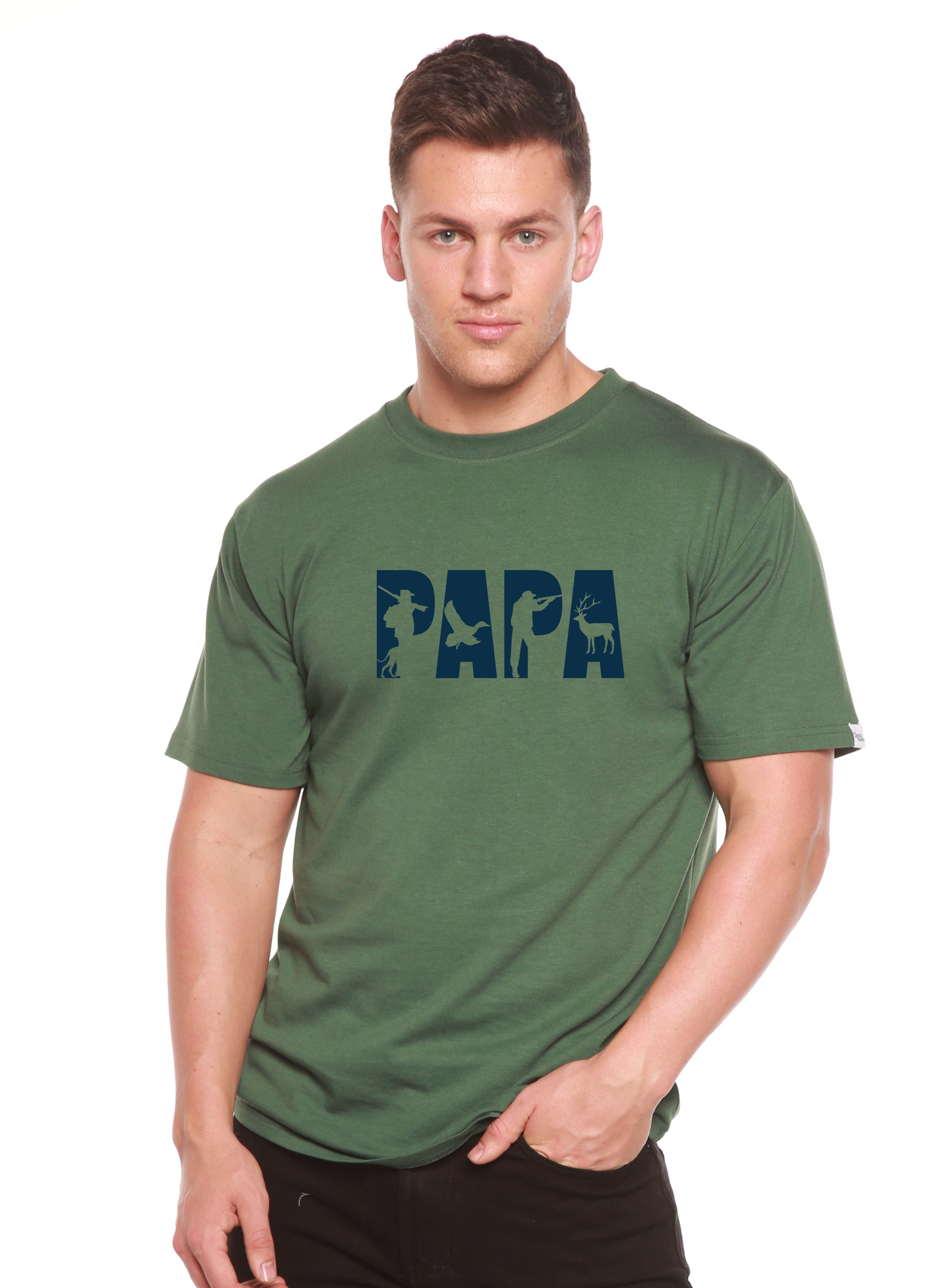 Spun Bamboo PAPA Men's Bamboo Viscose/Organic Cotton Short Sleeve Graphic T-Shirt — in-use photo