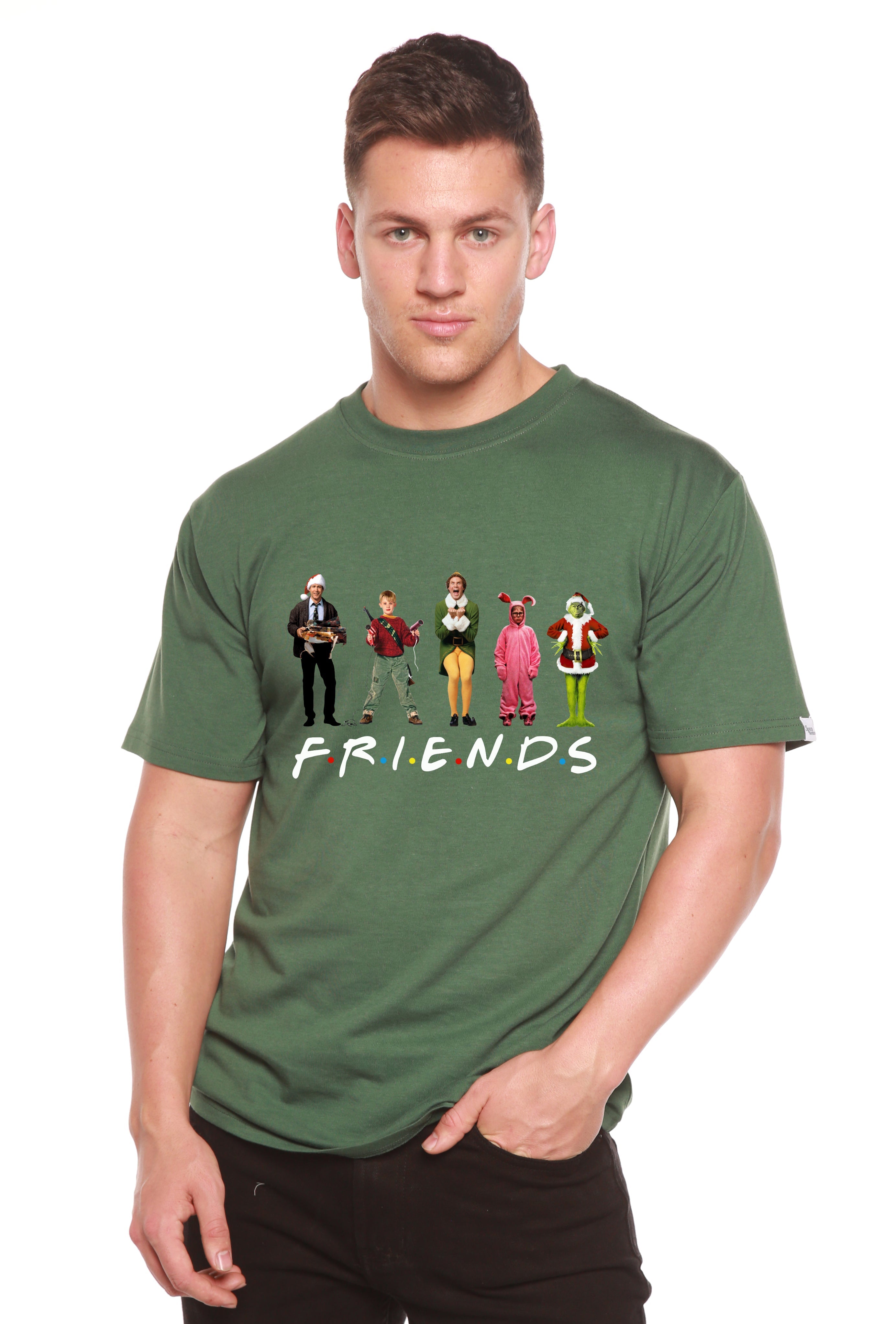 Spun Bamboo Funny Christmas Movies Printed Men's Bamboo T-Shirt — in-use photo