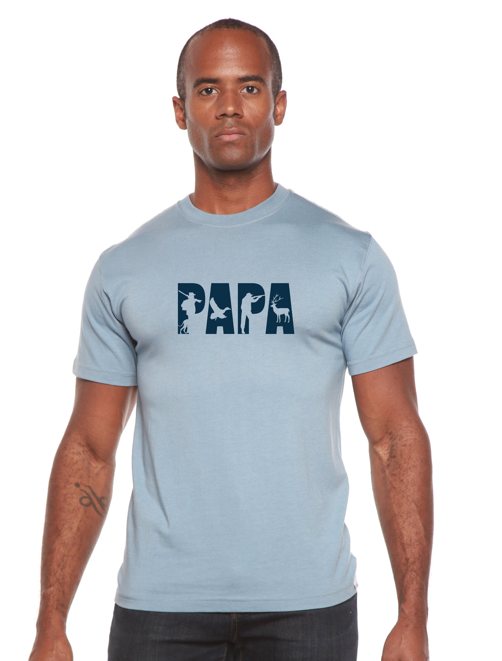 Spun Bamboo PAPA Men's Bamboo Viscose/Organic Cotton Short Sleeve Graphic T-Shirt — size reference