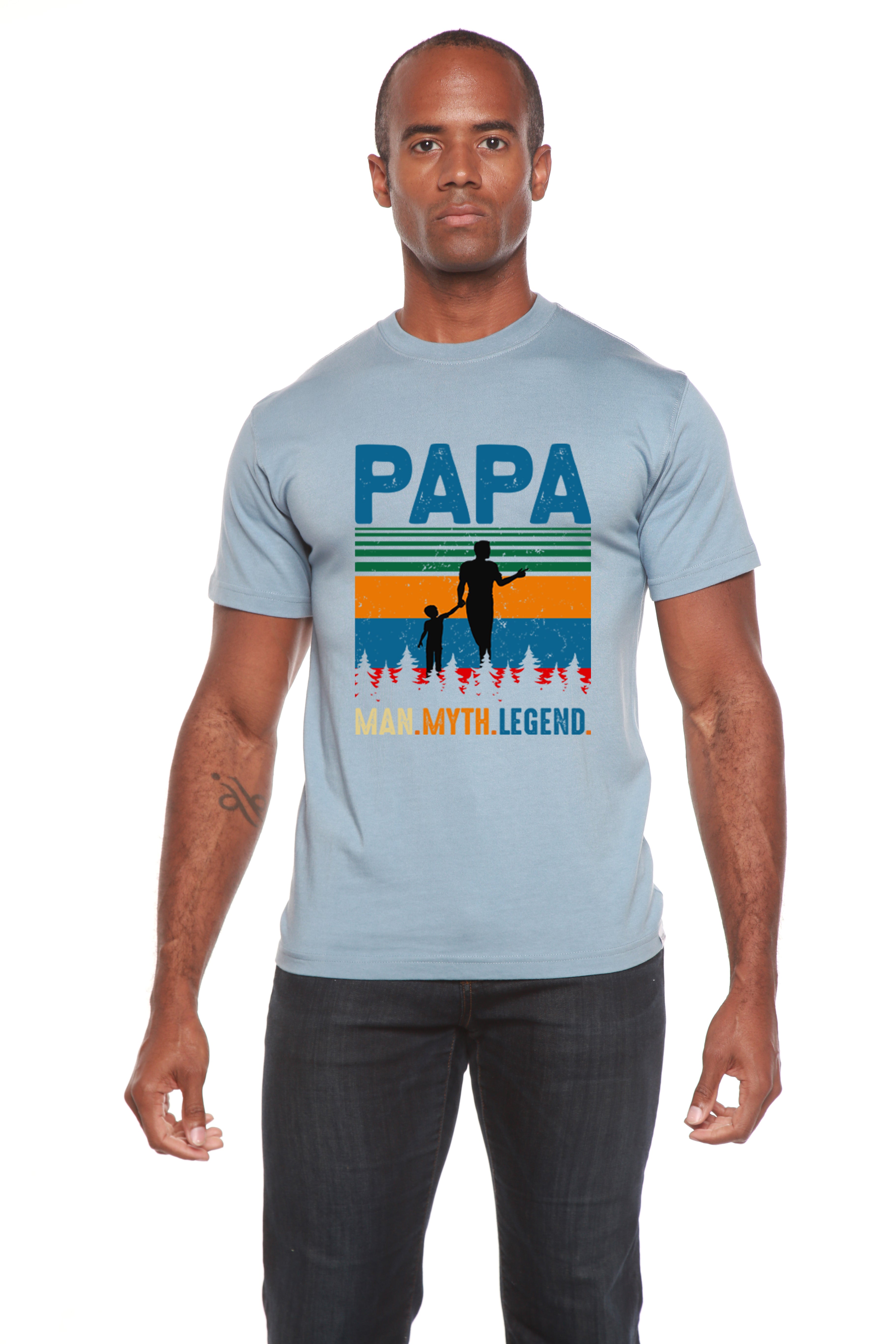 Spun Bamboo Papa Man, Myth, Legend Men's Bamboo Viscose/Organic Cotton Short Sleeve Graphic T-Shirt — main product shot