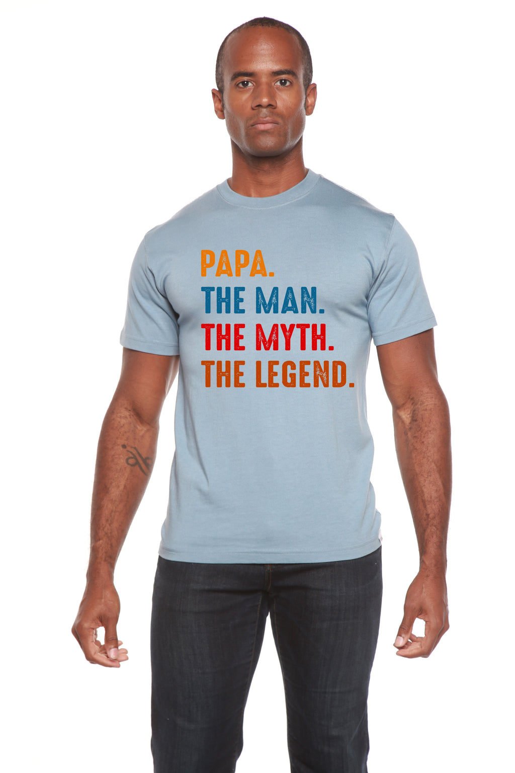 Spun Bamboo Papa, the Man, the Myth, the Legend Men's Bamboo Viscose/Organic Cotton Short Sleeve Graphic T-Shirt — fabric or 