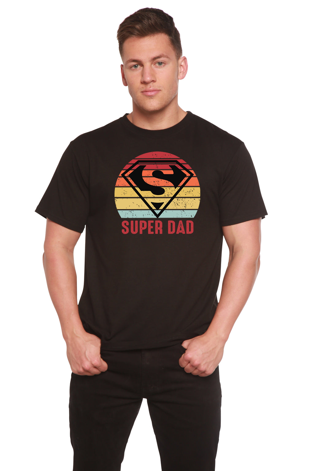 Spun Bamboo Super Dad Men's Bamboo Viscose/Organic Cotton Short Sleeve Graphic T-Shirt — side view