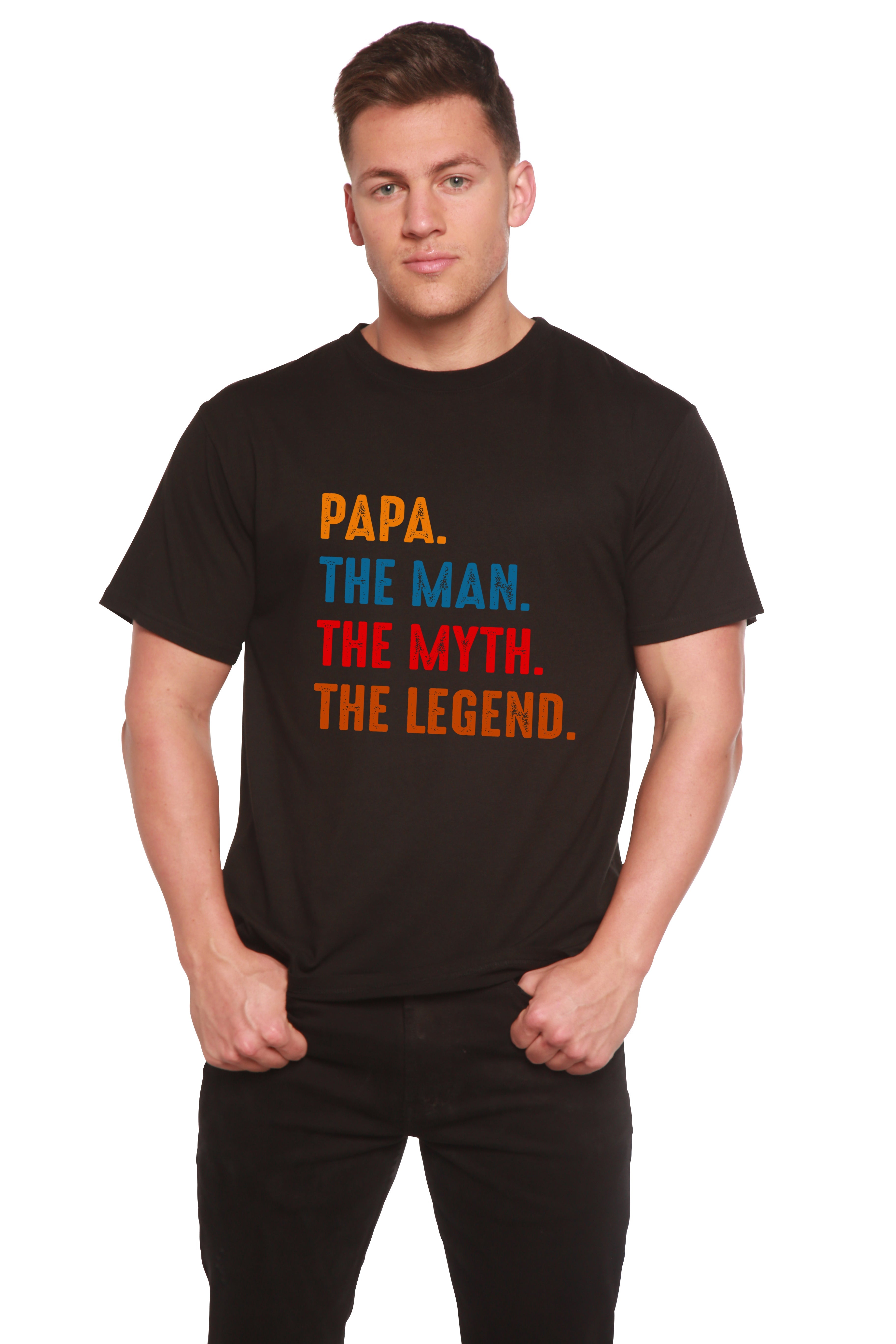 Spun Bamboo Papa, the Man, the Myth, the Legend Men's Bamboo Viscose/Organic Cotton Short Sleeve Graphic T-Shirt — side view