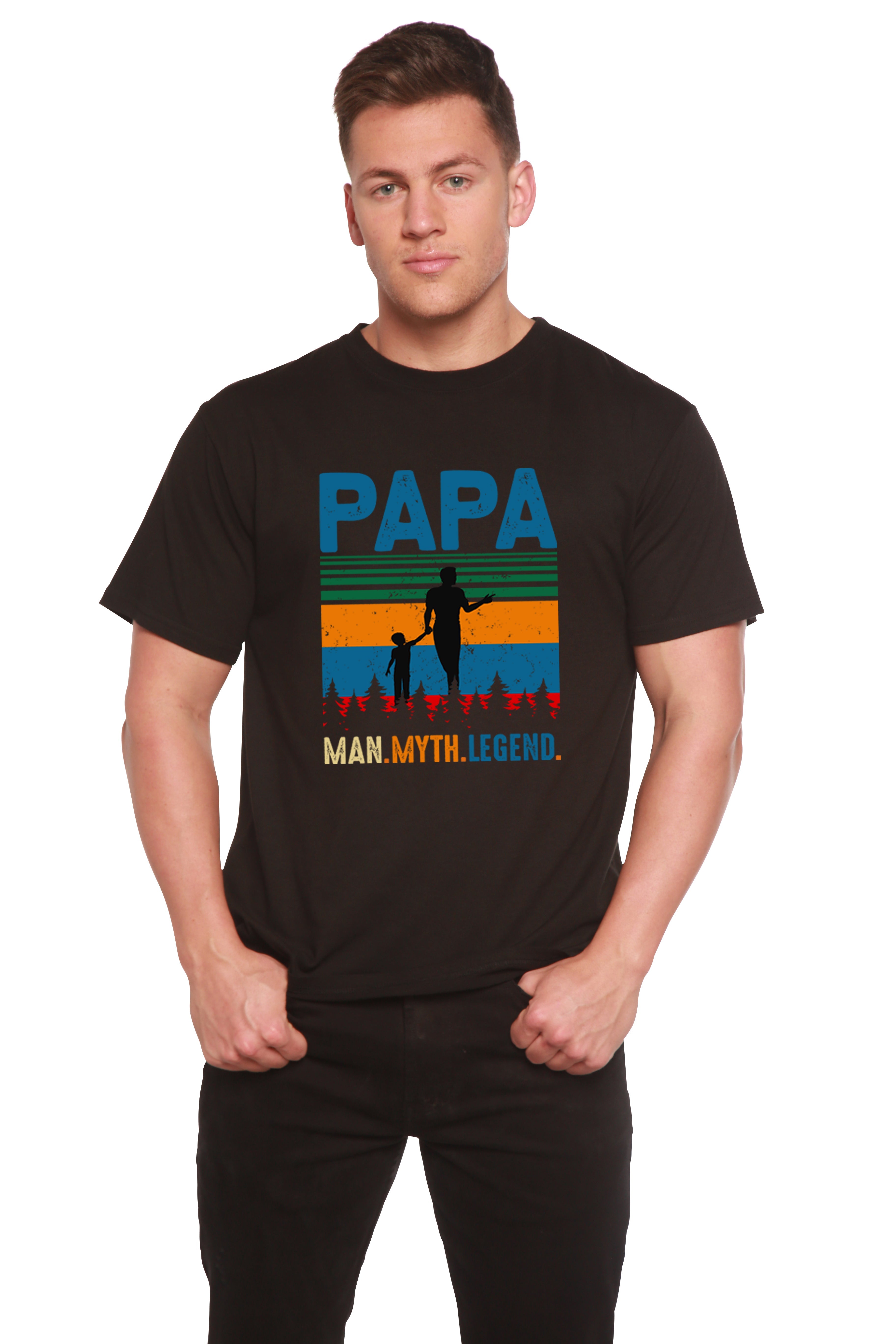 Spun Bamboo Papa Man, Myth, Legend Men's Bamboo Viscose/Organic Cotton Short Sleeve Graphic T-Shirt — lifestyle context
