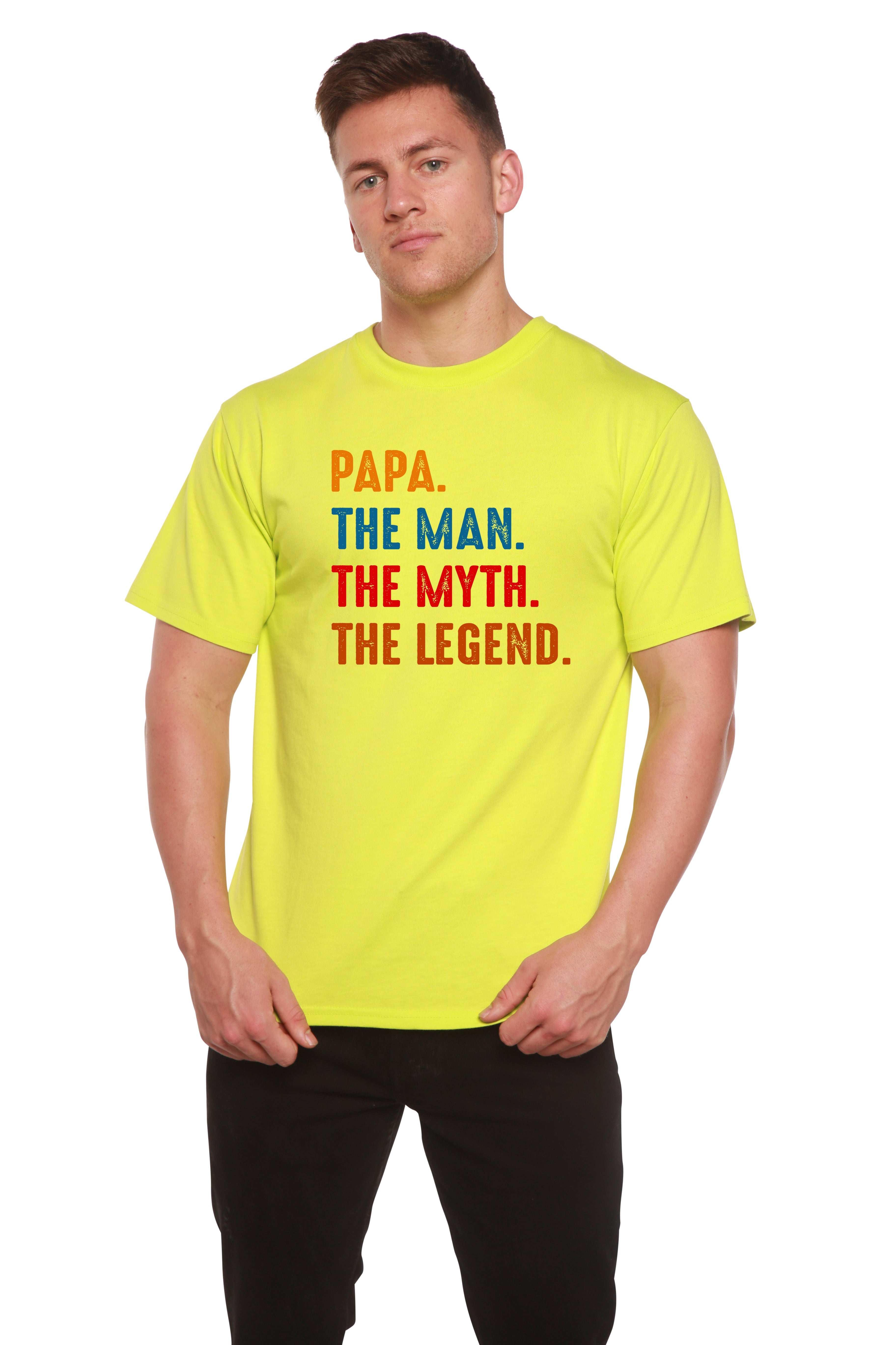 Spun Bamboo Papa, the Man, the Myth, the Legend Men's Bamboo Viscose/Organic Cotton Short Sleeve Graphic T-Shirt — size refer