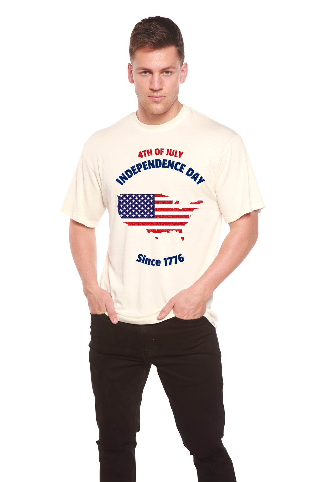 Spun Bamboo 4th of July Men's Bamboo Viscose/Organic Cotton Short Sleeve Graphic T-Shirt — in-use photo