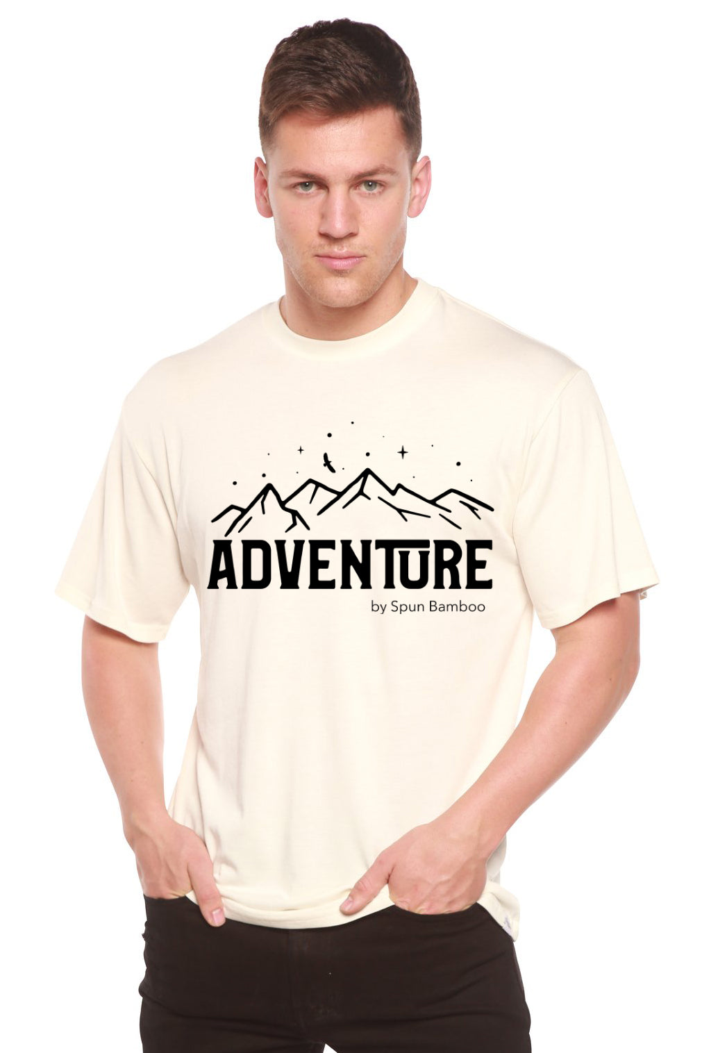 Spun Bamboo Adventure Printed Men's Bamboo Viscose/Organic Cotton Short Sleeve T-Shirt — size reference